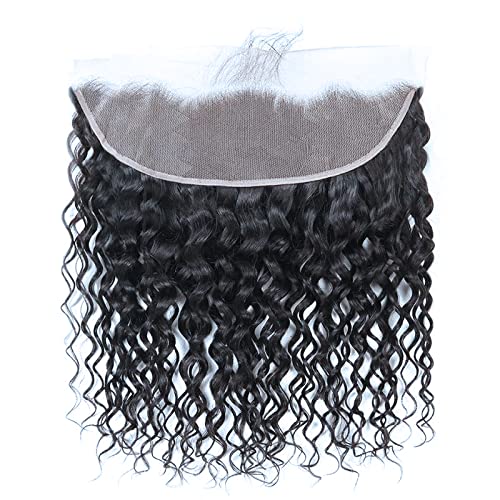 Brazilian Virgin Hair 4-Piece Water Wave Bundles with 20 Inch Lace Frontal Closure - 100% Unprocessed Human Hair Weave for Black Women (22