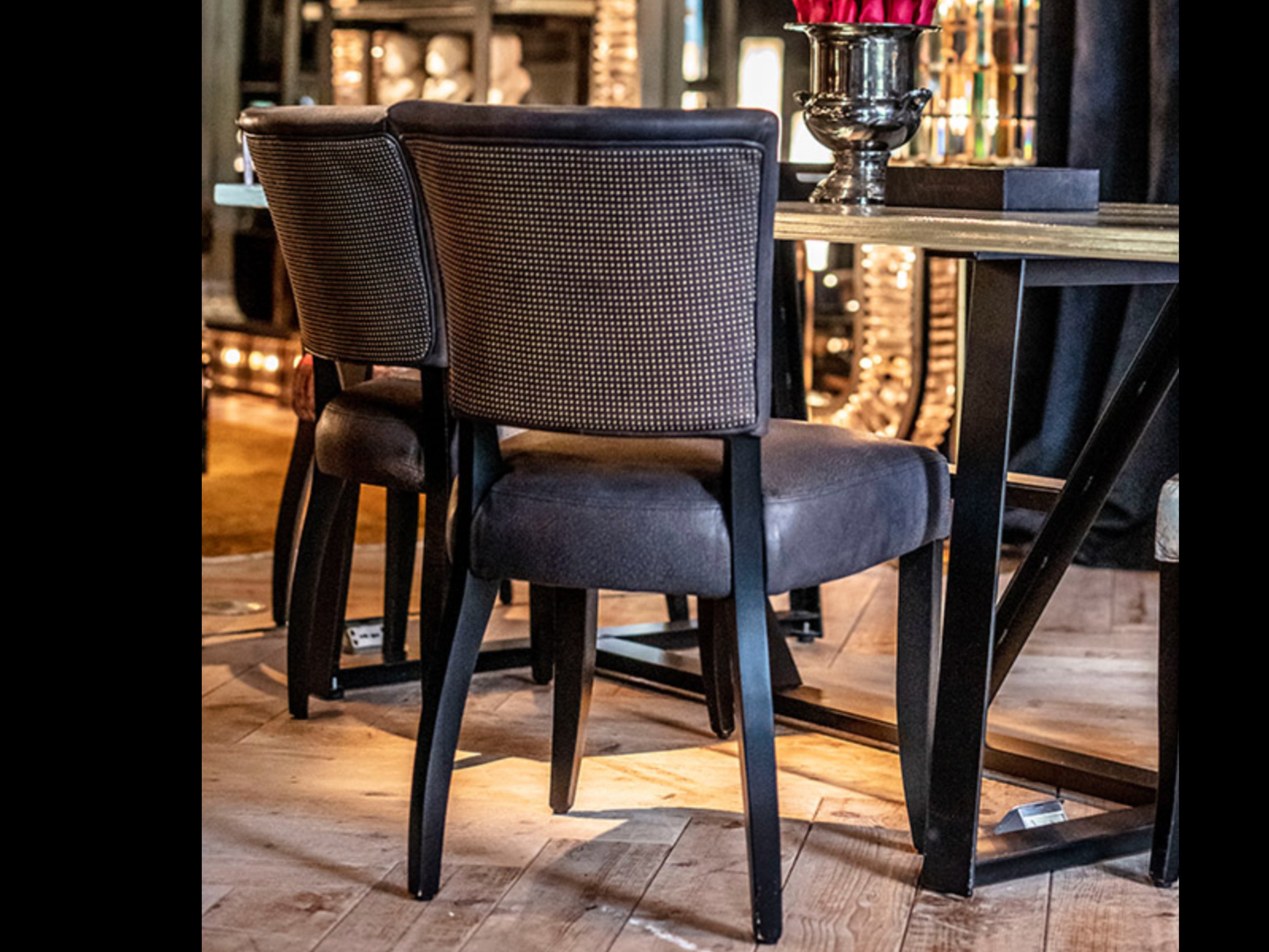 Modern Mimi Stud Dining Chair - Upholstered Fabric Seat with Metal Legs for Kitchen, Dining Room, Breakfast Nook & Small Space Decor