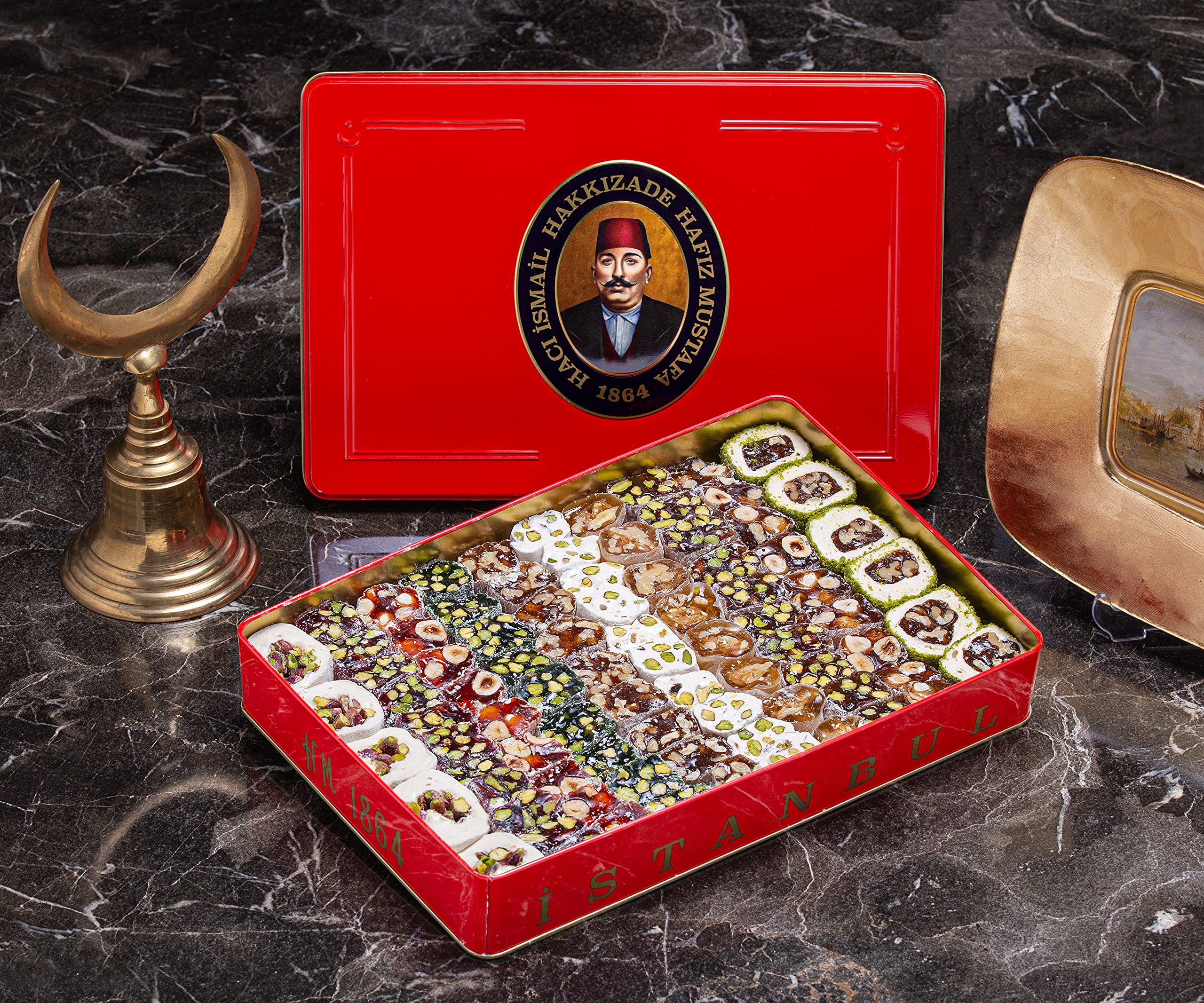 Hafiz Mustafa 1864 Istanbul - Authentic Turkish Delight Gift Box | Pistachio, Hazelnut & Mixed Fruit Flavors | Premium Turkish Dessert & Sweet Snacks | Perfect for Birthdays, Christmas, Anniversaries & Parties | Gourmet Treat from Turkey for Home, Office & Holiday Celebrations