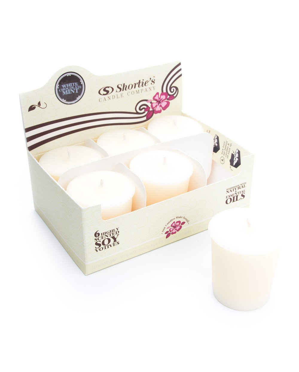 White Chocolate Mint Scented Soy Votive Candles - 6 Pack Natural Wax Refills with Essential Oils - Bakery & Food Collection for Home Decor, Spa Relaxation & Romantic Dinners