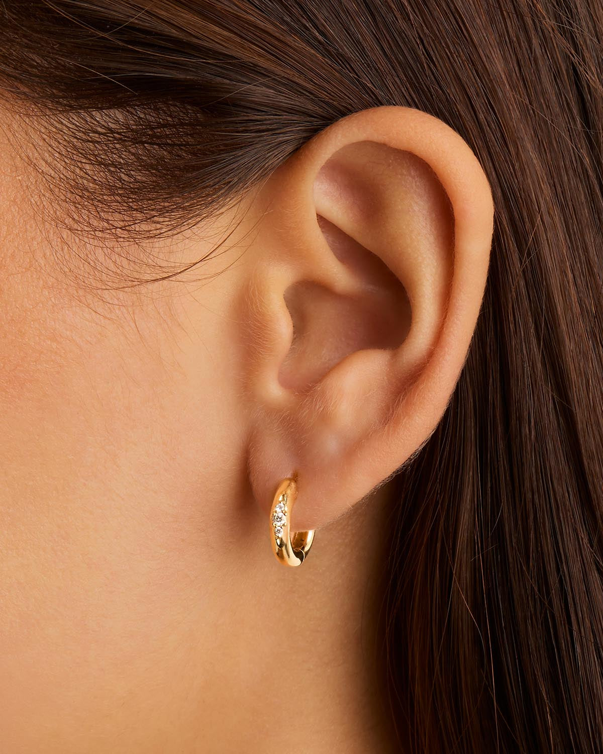 14K Solid Gold Diamond Petal Hoop Earrings for Women - Elegant Dainty Floral Design for Everyday Wear & Special Occasions