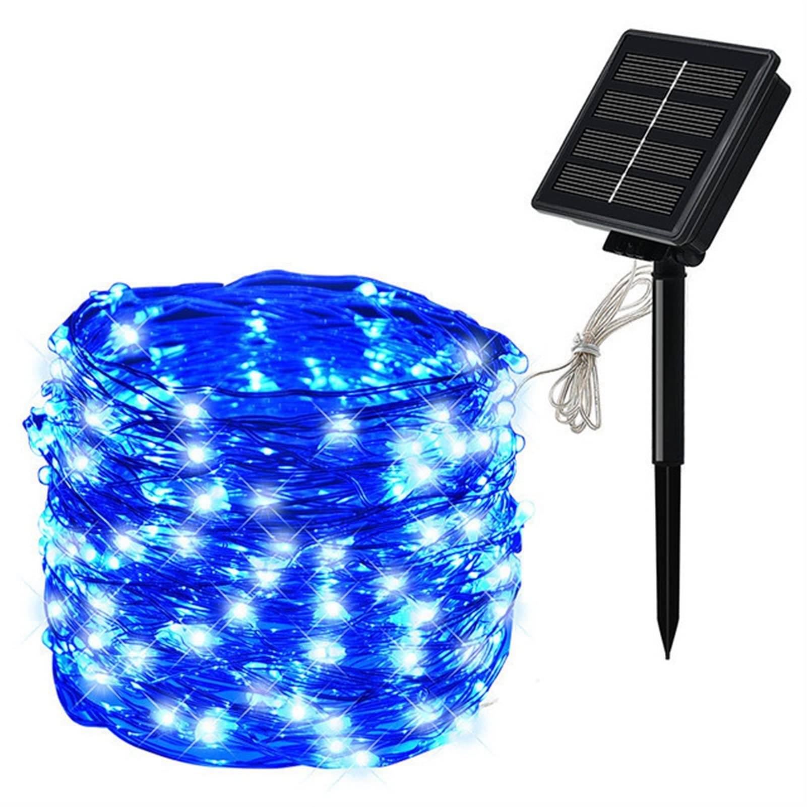 BZGKNUL Solar Powered Outdoor String Lights - 200 LED Waterproof Fairy Lights with 8 Lighting Modes for Christmas, Wedding, Party, Garden, Patio Decor (Blue, 22W) - Perfect for Backyard, Landscape, Holiday & Event Lighting
