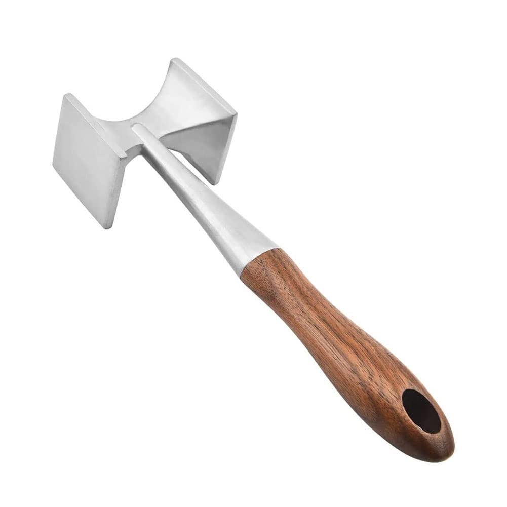 Premium Meat Tenderizer & Steak Hammer - Heavy Duty 2-in-1 Meat Mallet with Ergonomic Wooden Handle & Food-Grade Zinc Alloy Head - Perfect for Tenderizing Beef, Chicken, Pork for Grilling, BBQ & Home Cooking