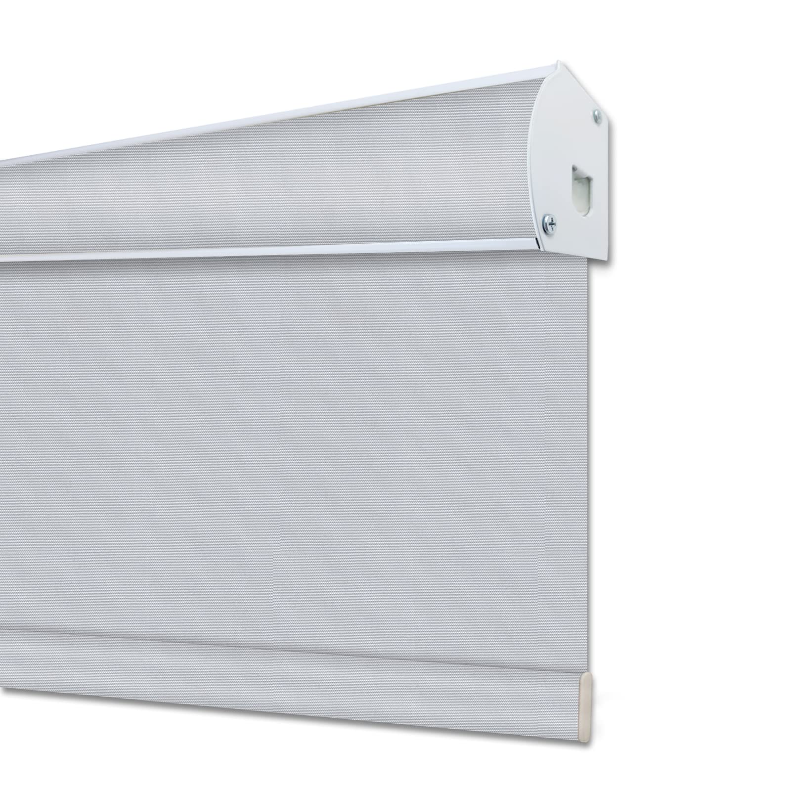 Blackout Cordless Roller Shades - Light Grey Thermal Insulated Window Blinds with UV Protection & Valance | Perfect for Bedroom, Living Room & Office Privacy