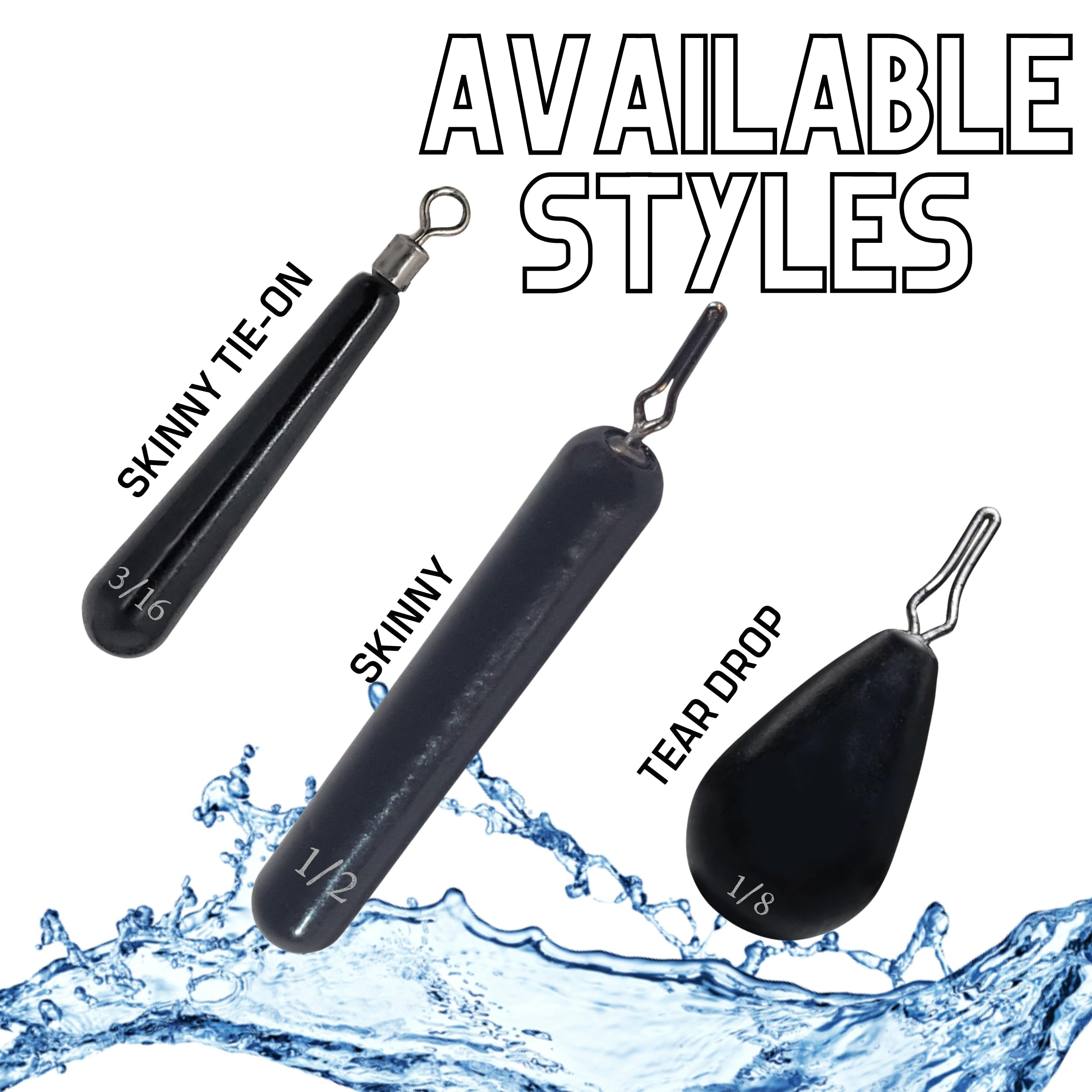 Reaction Tackle Tungsten Drop Shot Weights - Premium Fishing Sinkers for Bass & Walleye | Skinny Dropshot Weights with Size Stamps | Freshwater & Saltwater Use | Ideal for Finesse Fishing & Deep Water Drop Shot Rigs