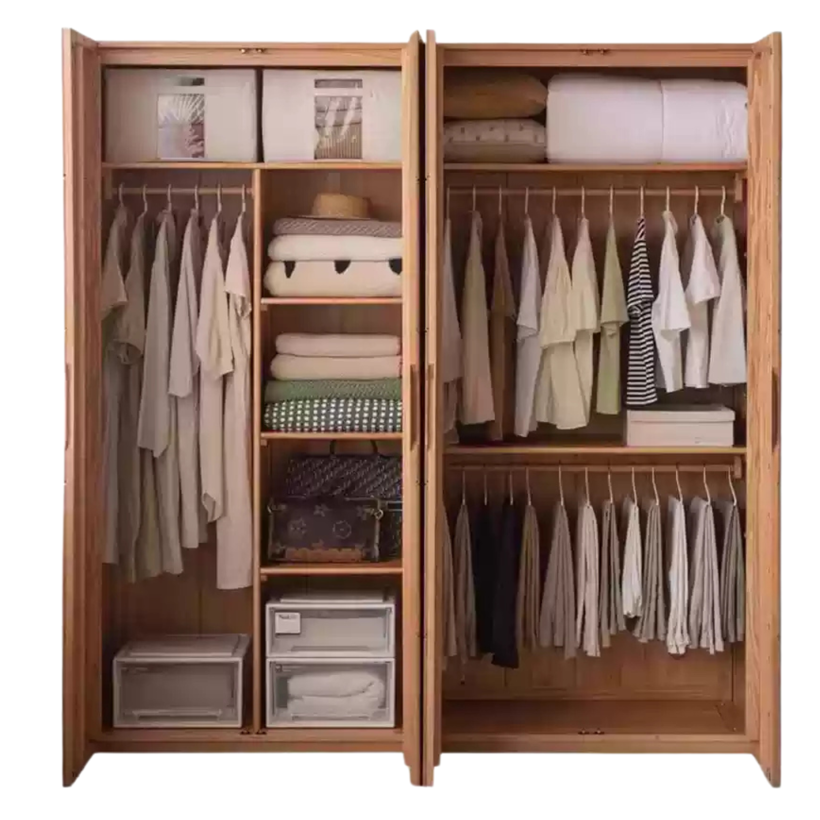 78.7x23.6x86.6 inch / 200x59.9x220 сm / Natural Wood Color  / four doors D (the whole cabinet cannot be divided)