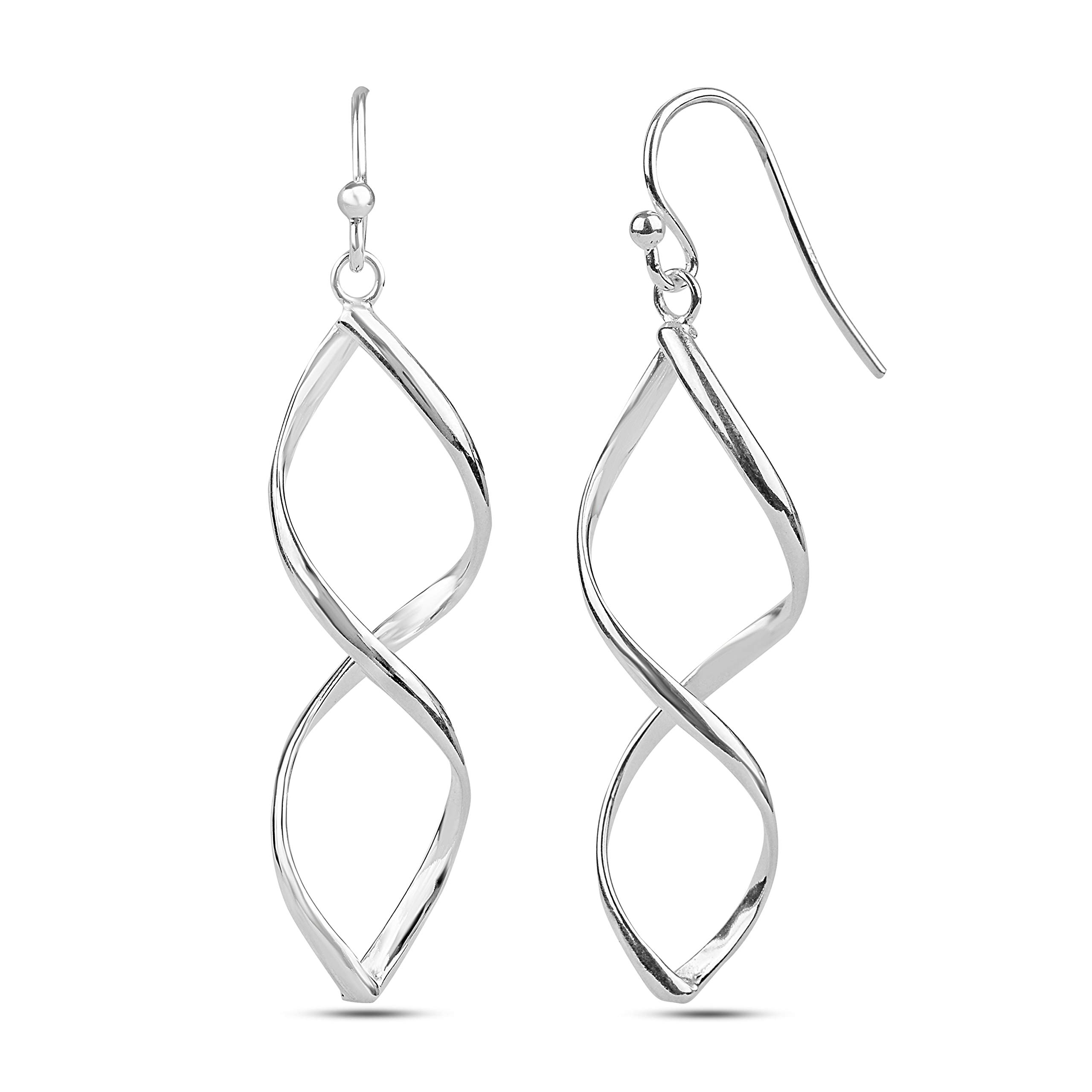 LeCalla 925 Sterling Silver Teardrop Dangle Drop Earrings for Women - Elegant Fish Hook Dangling Everyday Jewelry Gift (Perfect for Weddings, Parties & Office Wear)