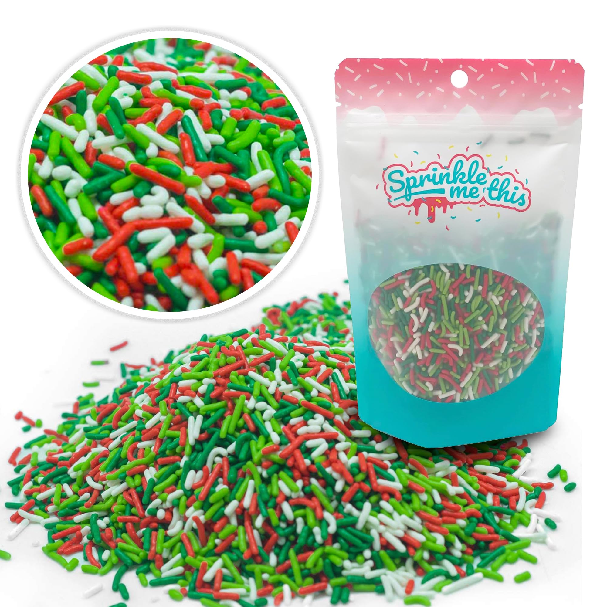 Christmas Mistletoe Magic Sprinkle Mix - 12oz Resealable Candy Bag for Baking, Holiday Desserts & Cake Decorating - Bulk Christmas Sprinkles for Cookies, Cupcakes & DIY Treats (Perfect for Holiday Parties & Gift Giving)