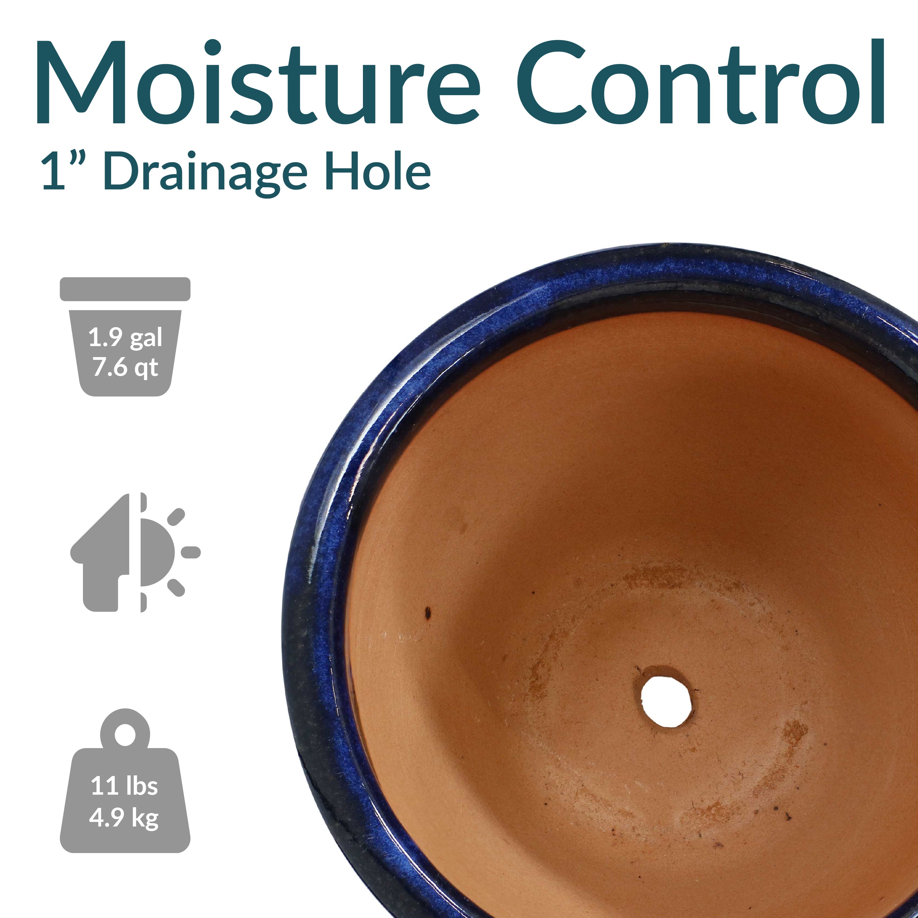 Sunnydaze Chalet Glazed Ceramic Plant Pots with Drainage Holes - Set of 2, Indoor Outdoor Garden Decor for Flowers, Succulents, Herbs - Perfect for Patio, Balcony, and Home Décor