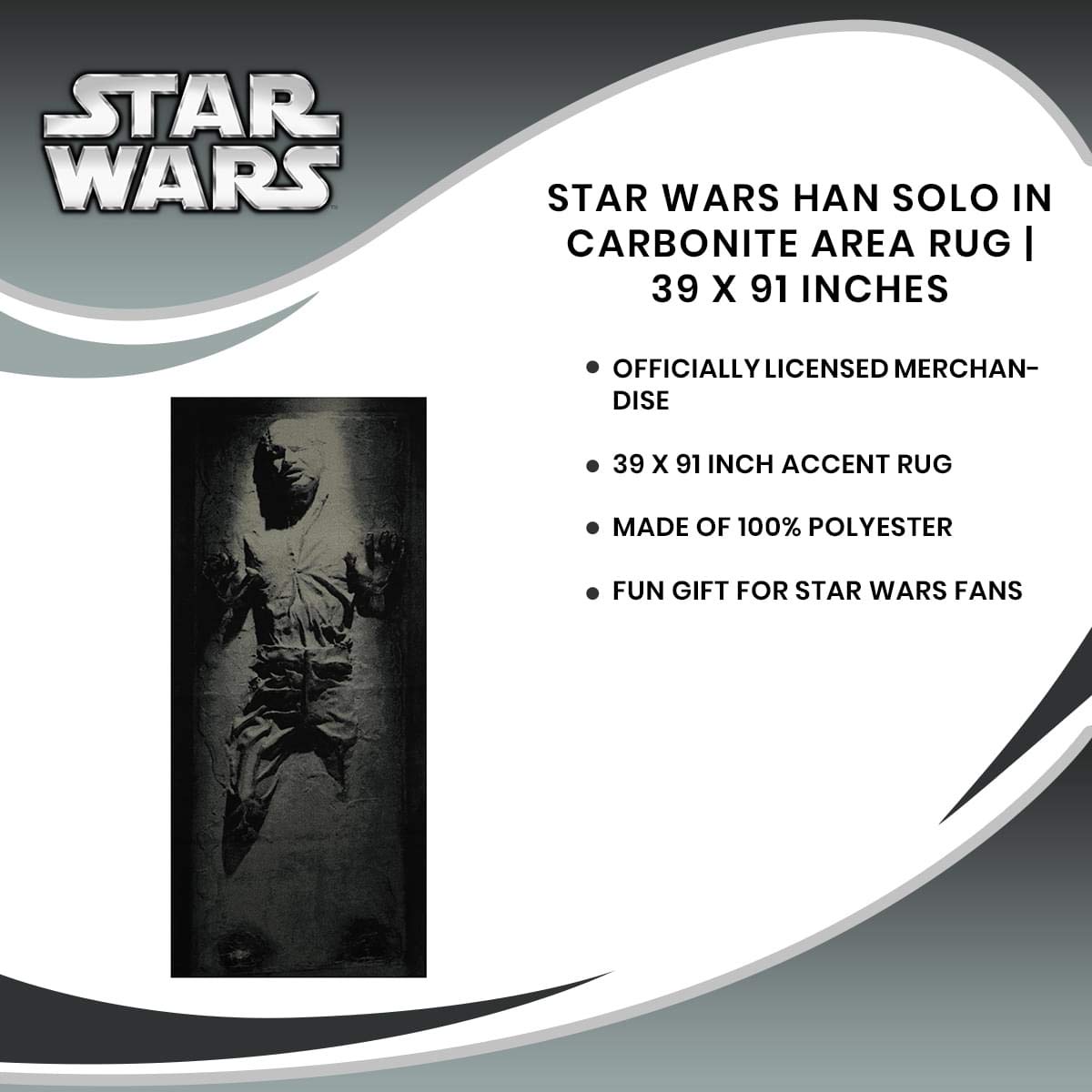 Star Wars Han Solo in Carbonite Rug - 39x91 Inches Large Area Rug for Living Room, Bedroom & Game Room | Officially Licensed Home Decor for Fans