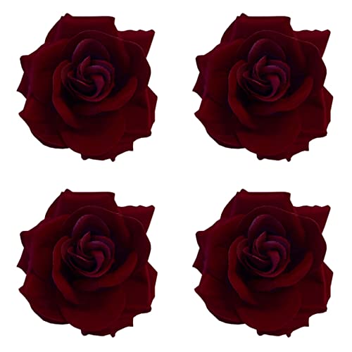 Elegant Burgundy Rose Hair Clip for Women - Vintage Floral Hairpin, Bridal Headpiece, Wedding Hair Accessories (2 Pack) - Perfect for Weddings, Parties, Prom, Date Night & Special Occasions - Great Gift for Brides, Bridesmaids & Fashion Lovers