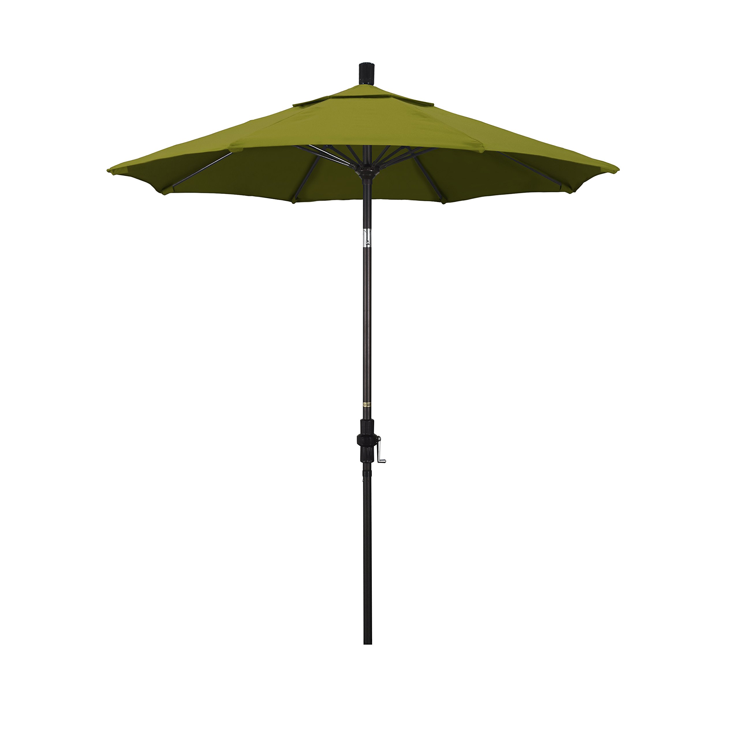 7.5' Round Patio Umbrella with Crank Lift & Tilt - Bronze Ginko Design, Aluminum Pole & Fiberglass Ribs for Outdoor Dining, Poolside, and Garden Relaxation