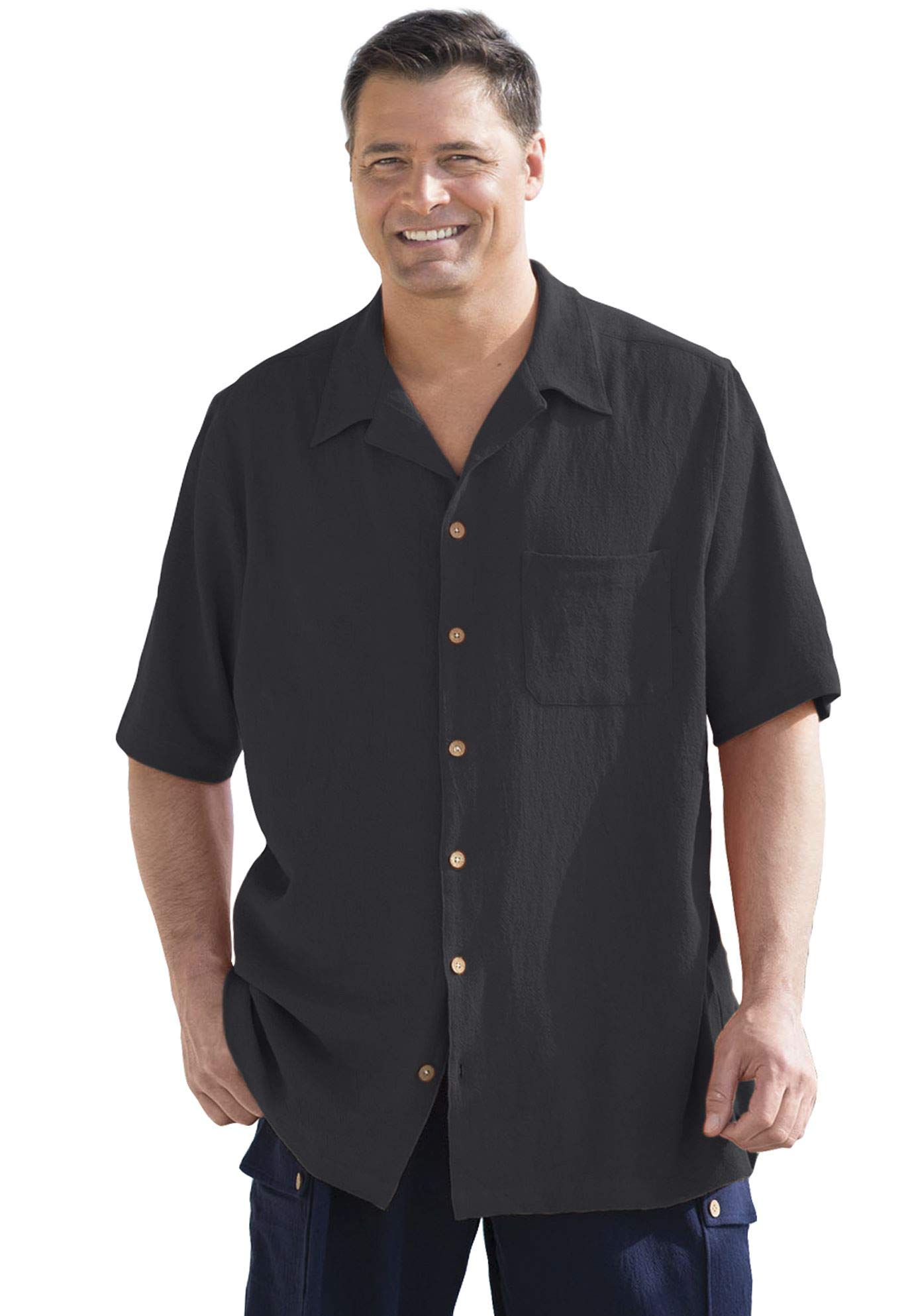 KingSize Men's Big & Tall Gauze Camp Shirt - Lightweight Summer Casual Button Down Shirt for Outdoor Activities, Beach & Travel