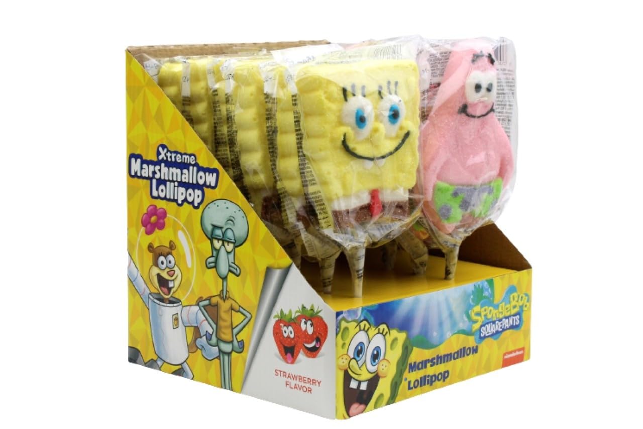 Spongebob & Patrick Marshmallow Lollipop Set - 45g Delicious Candy Treat for Kids, Birthday Parties, Halloween & Movie Nights
