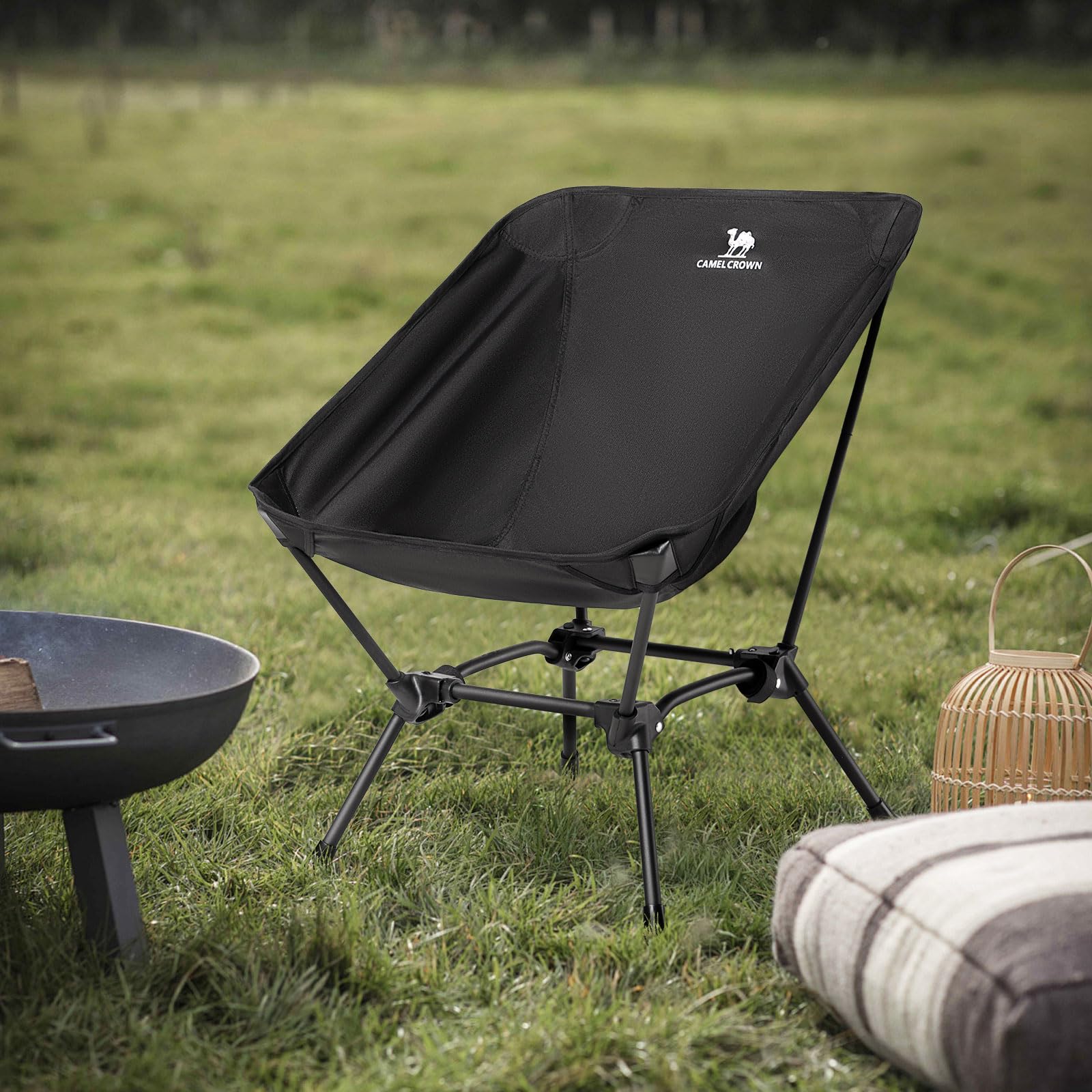 CAMEL CROWN Folding Camping Chair - Lightweight Portable with Side Pocket for Outdoor, Beach & Hiking