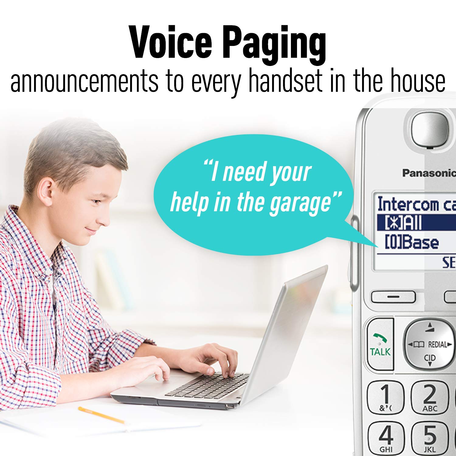Panasonic KX-TGE475S Link2Cell Bluetooth Cordless Phone System - DECT 6.0 Technology with Answering Machine, 5 Handsets & Noise Reduction (Silver) | Perfect for Home Office, Small Business & Remote Work Communication