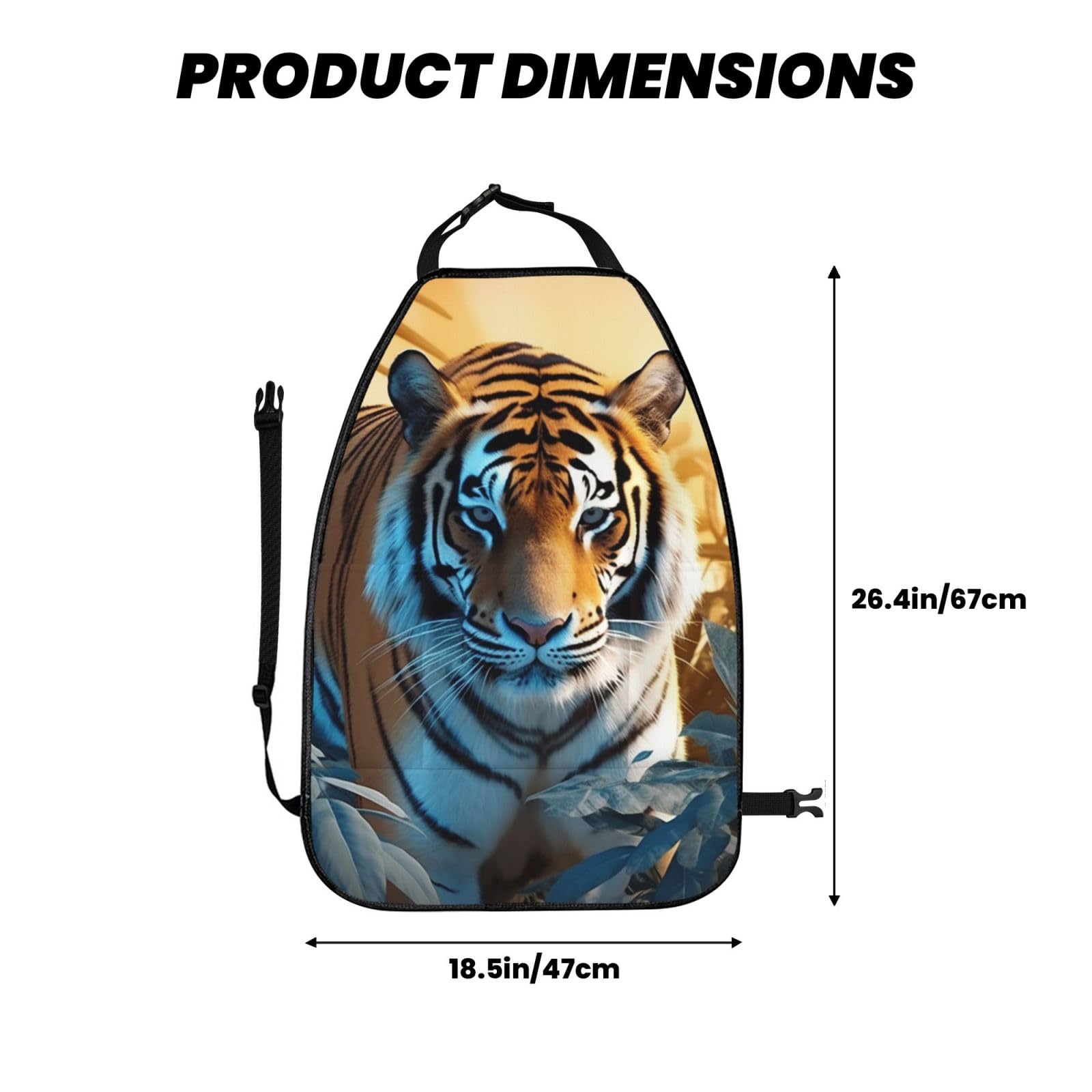 VTCTOASY 2 Pack Extra Large Waterproof Car Back Seat Protector with 3 Storage Pockets - Durable Kick Mat for Trucks & SUVs - African Wildlife Tiger Design - Perfect for Family Road Trips & Pet Protection