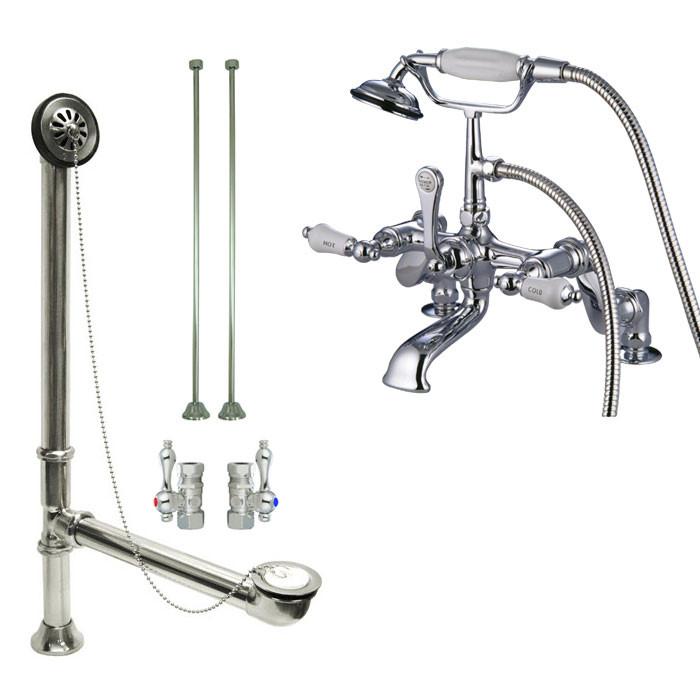 Chrome Deck Mount Clawfoot Bathtub Faucet with Hand Shower - Vintage Style Bathroom Fixture for Freestanding Tubs - Perfect for Spa-Like Bathing Experience and Luxury Home Renovation