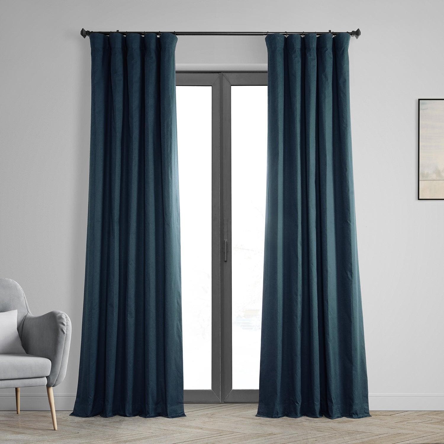 Premium Navy Blue Solid Cotton Blackout Curtains for Hotels & Home - Thermal Insulated, Noise Reducing, Light Blocking for Bedroom & Living Room