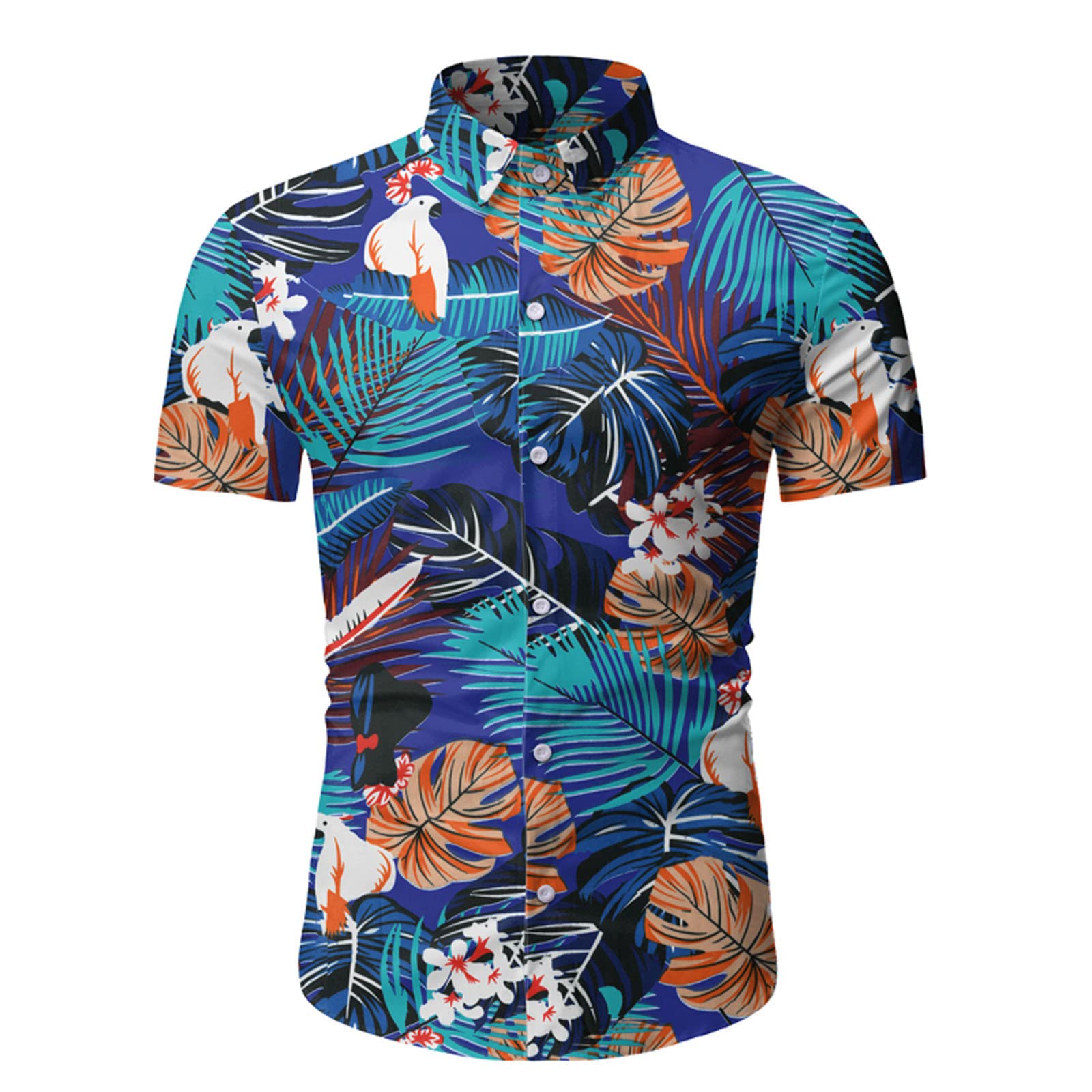 Wodceeke Men's Hawaiian Shirts - Short Sleeve Floral Print Casual Button Down Shirts for Summer, Beach, Party & Vacation - Slim Fit Breathable Aloha Shirt for Tropical Outings, Luau Events & Island Getaways