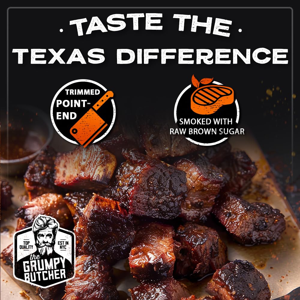 Premium Grumpy Butcher Sirloin Steaks & Smoked Beef Brisket Gift Box - 4 Top Sirloin Steaks & Burnt Ends - Perfect Steak Gift for Husband, Father's Day, Anniversary - Gourmet BBQ & Dinner Party Essential
