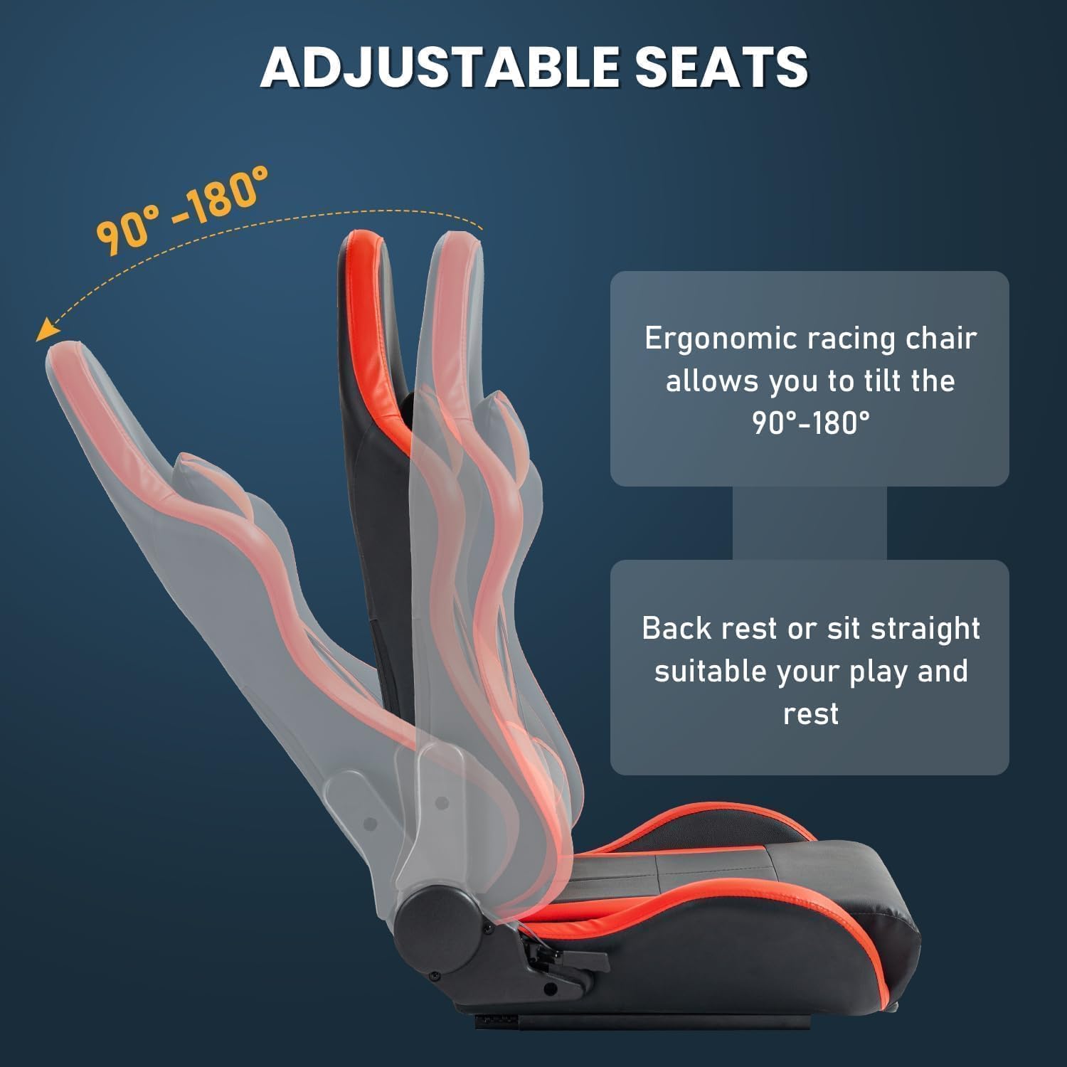 Supllueer Racing Simulator Cockpit with Comfort Gaming Seat & Monitor Stand - Compatible with Logitech G29/G920, Thrustmaster T300, Fanatec Wheels - Adjustable Sim Racing Mount (No Wheel/Shifter/Pedals/Display Included) - Perfect for Home Gaming, Esports Training & Professional Racing Simulation