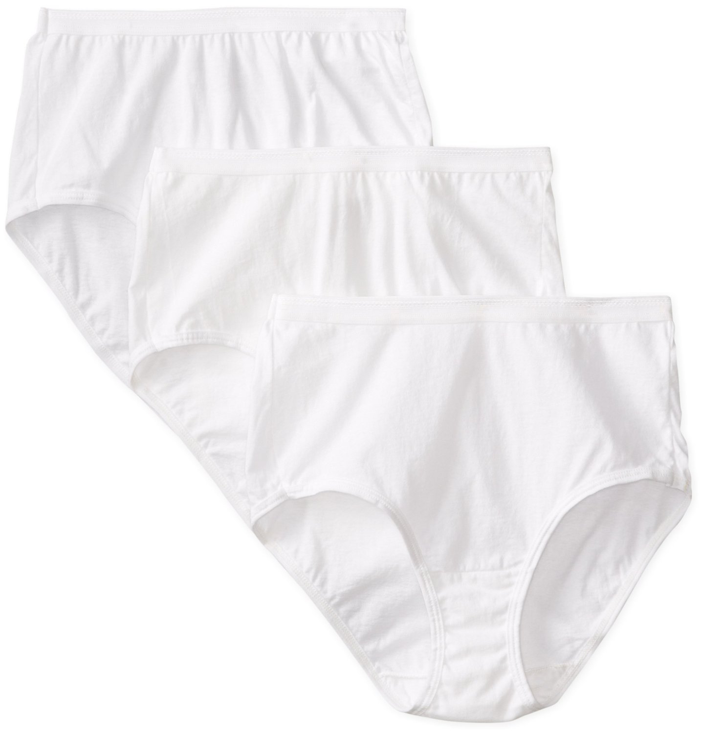 Fruit of the Loom Women's Cotton Brief Underwear - Soft Comfort Full Coverage Panties, Breathable White Underwear 3-Pack (Size 8 US) for Everyday Wear, Workout & Sleep