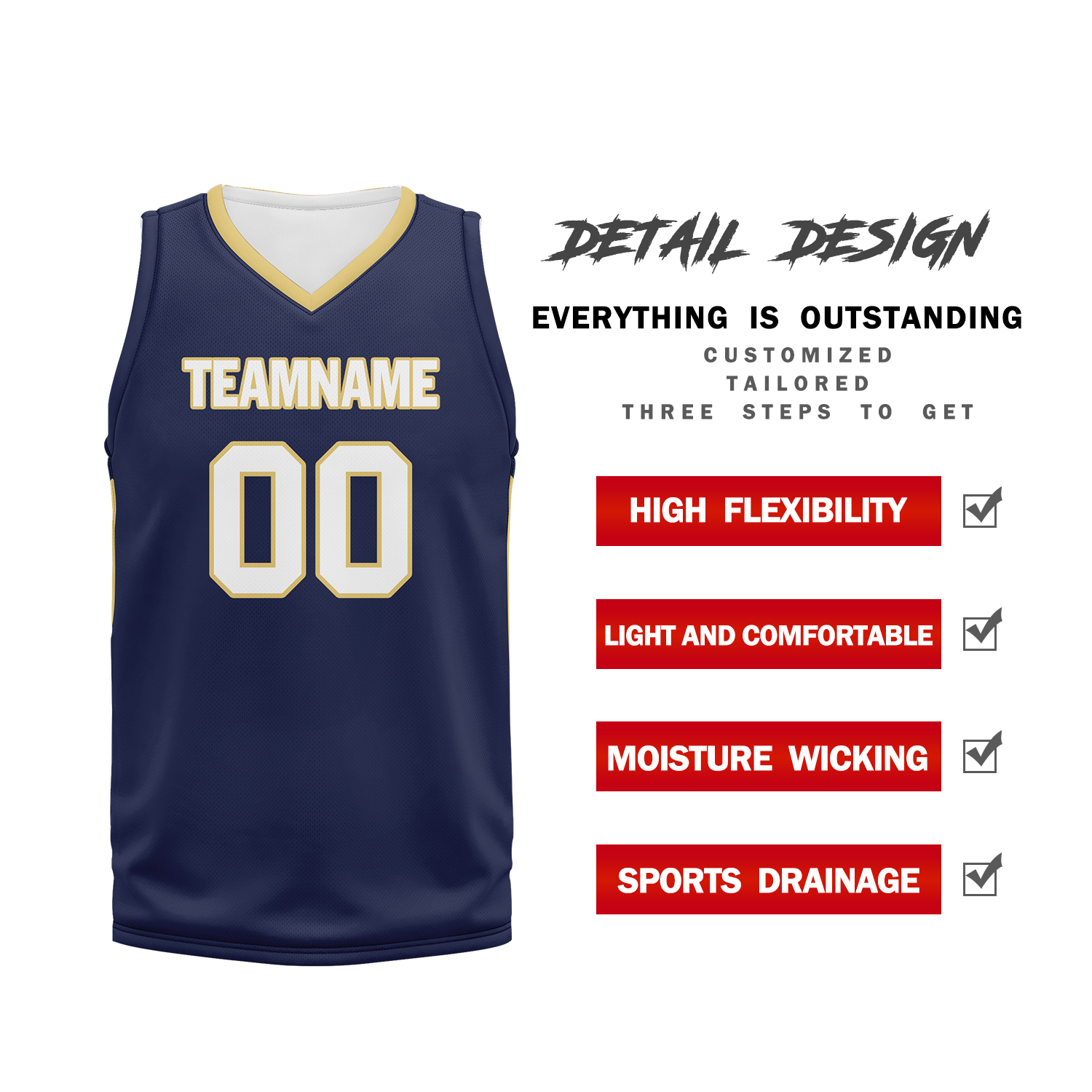 Custom Deep Blue Classic Style Basketball Jersey BBJ01 - High-Performance Sports Uniform for Men & Women - Perfect for Games, Training, and Team Events