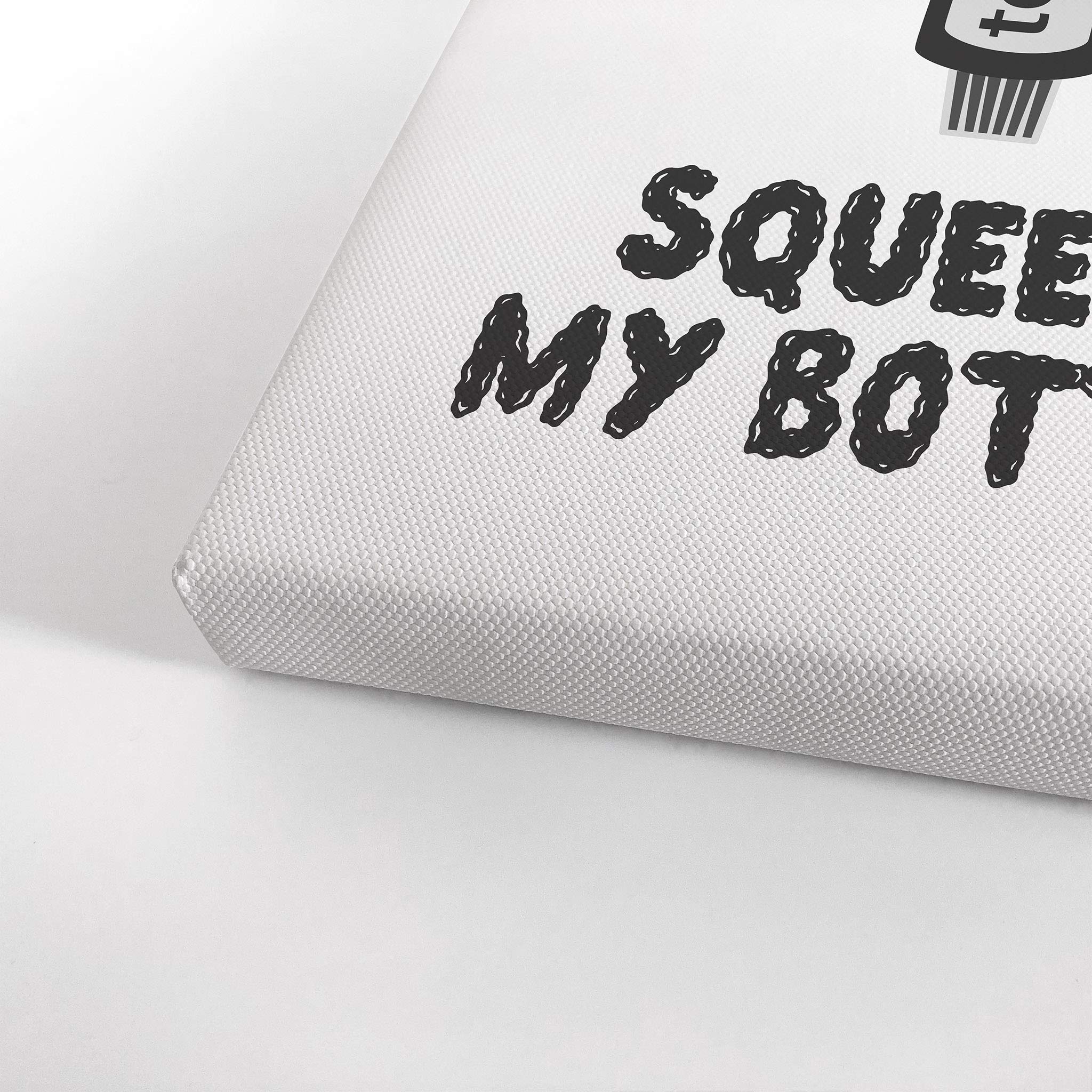 Funny Bathroom Wall Art - Smile Art Design 'Squeeze My Bottom' Quote Canvas Print | Toothpaste Humor Sign | Ready to Hang Toilet Decor (36x24) | Perfect for Powder Rooms, Guest Baths & Home Decoration | Made in USA