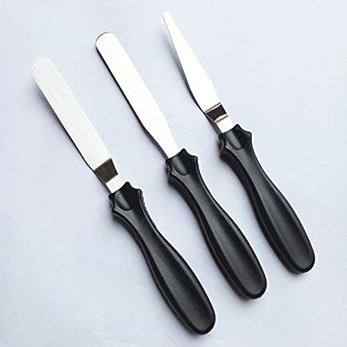 TruVeli 3-Piece Stainless Steel Palette Knife Set for Cake Decorating - Professional Icing Tools for Smoothing Frosting, Cupcake & Pastry Decoration - Perfect for Bakers & Home Bakers (Assorted Colors) - Ideal for Birthday Cakes, Wedding Desserts & DIY Baking Projects