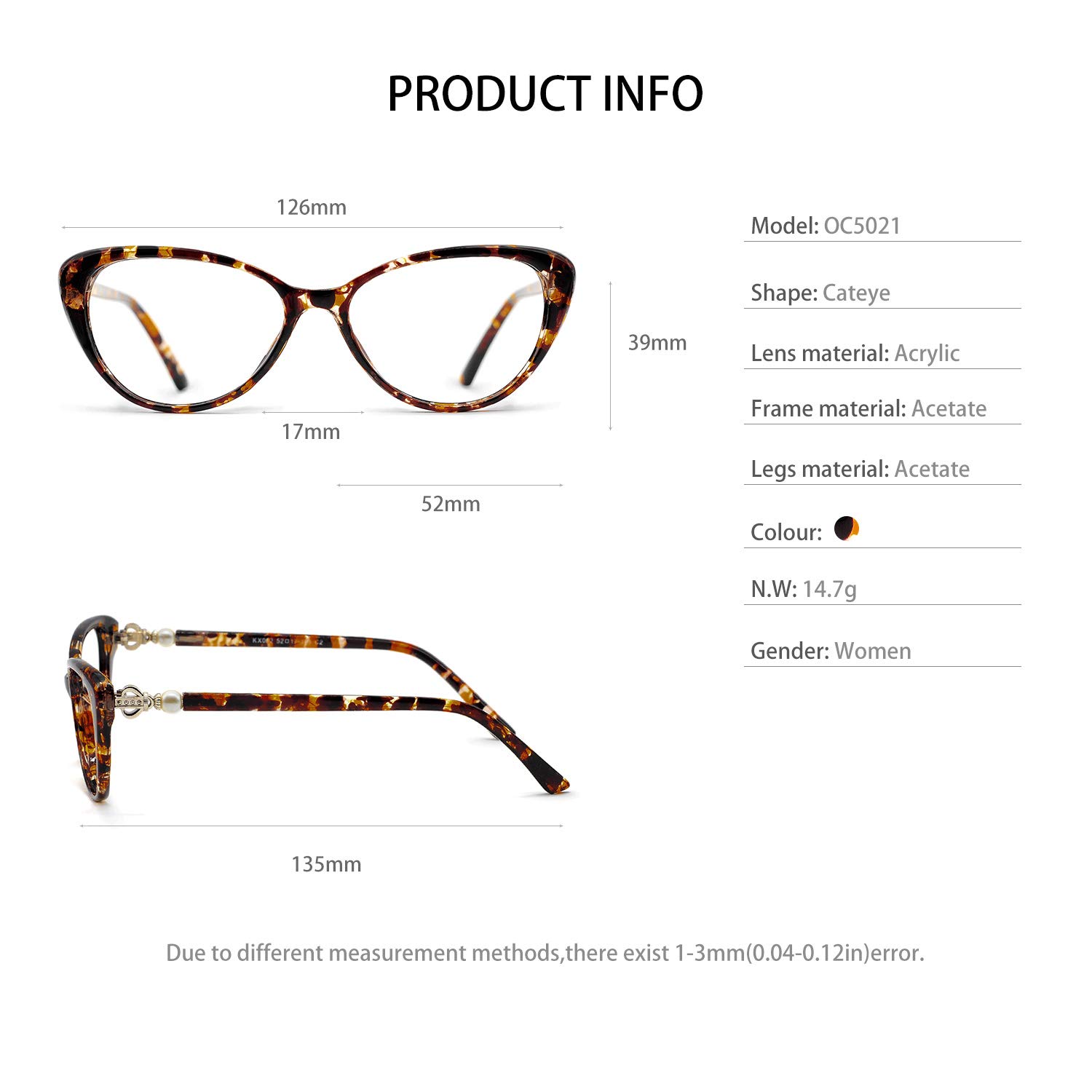 OCCI CHIARI Women's Progressive Reading Glasses with Blue Light Blocking & Multifocus Transition Lenses - Perfect for Computer Work, Reading & Indoor/Outdoor Use