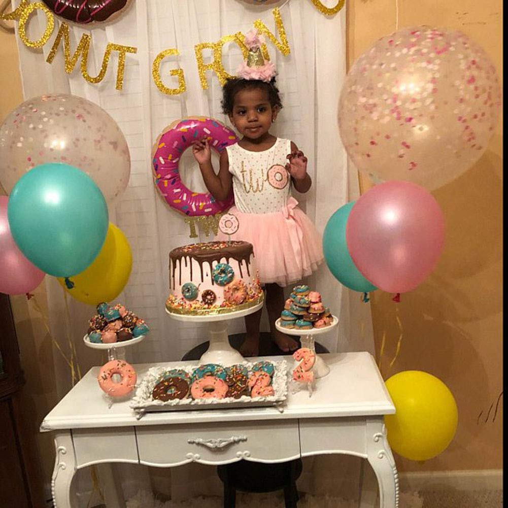 Newborn Baby Girls Pink Striped Tutu Dress & Headband 2Pcs Set - First Birthday Outfit, Casual Donut Print Skirt for Photoshoots, Parties & Special Occasions