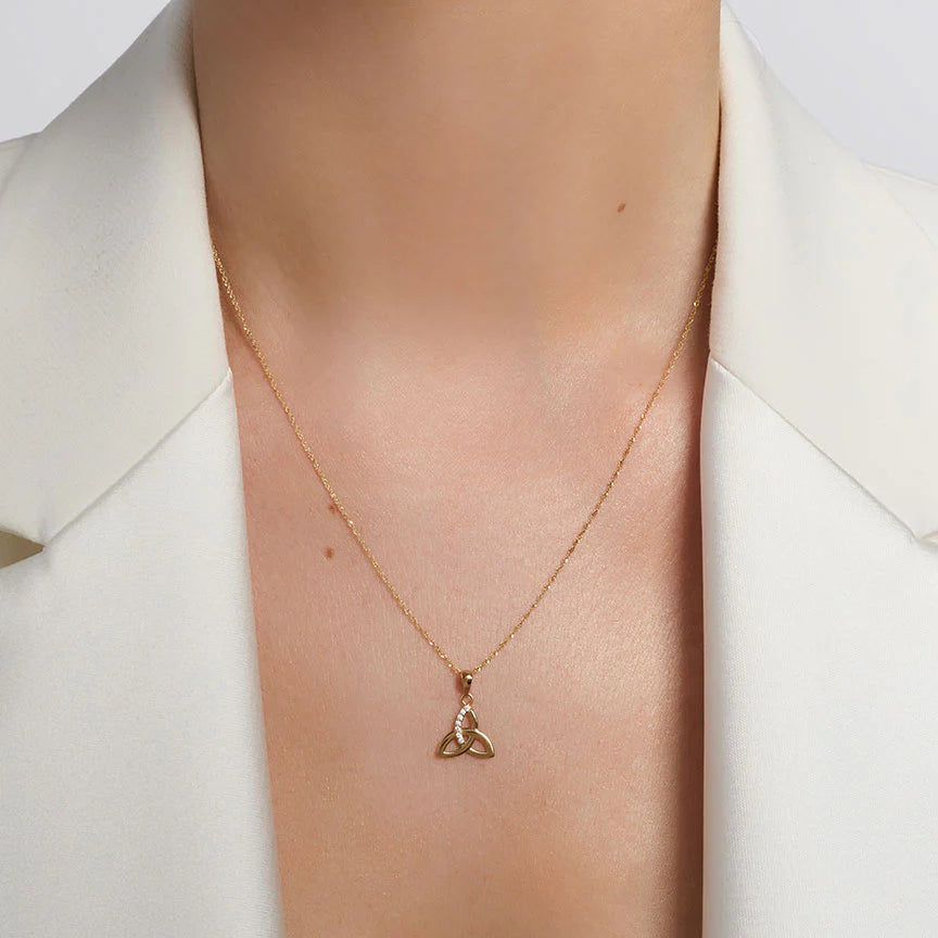 10K Gold Trinity Knot Pendant Necklace for Women - Celtic Love Knot Jewelry Gift for Her - Perfect for Anniversaries, Weddings & Special Occasions
