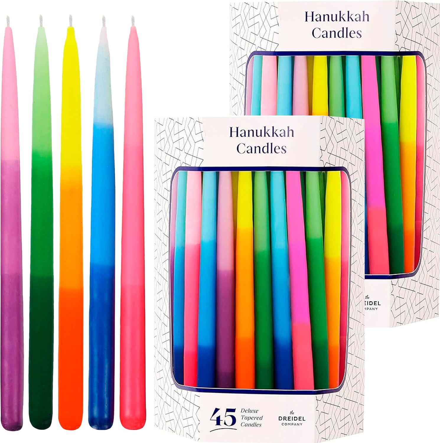 Premium Dripless Hanukkah Candles - 3-Tone Pastel Multicolored Tapered Candles for Menorah, 8 Nights of Chanukah (2-Pack) - Perfect for Home Decor, Jewish Holiday Celebrations & Festive Gatherings