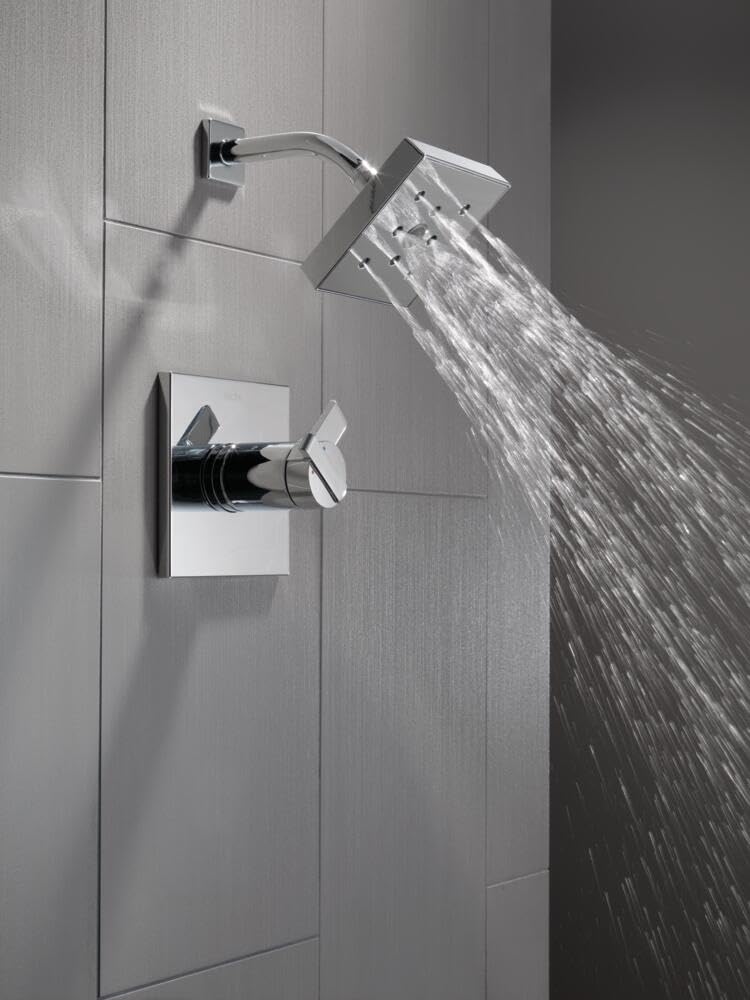 Delta Ara 17 Series Dual-Function Shower Trim Kit with H2Okinetic Shower Head - Chrome Finish T17267 - Single Spray Shower Faucet for Bathroom & Master Suite (Valve Not Included)