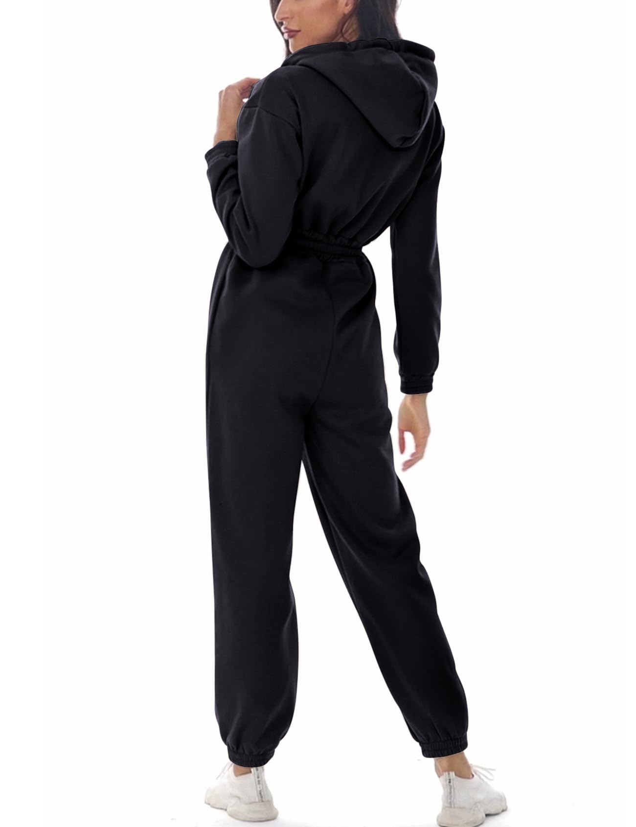 CozyPoin Women's Fleece Jumpsuit - One Piece Hooded Romper with Pockets, Warm Winter Tracksuit Onesie for Lounge, Sleepwear & Outdoor Activities