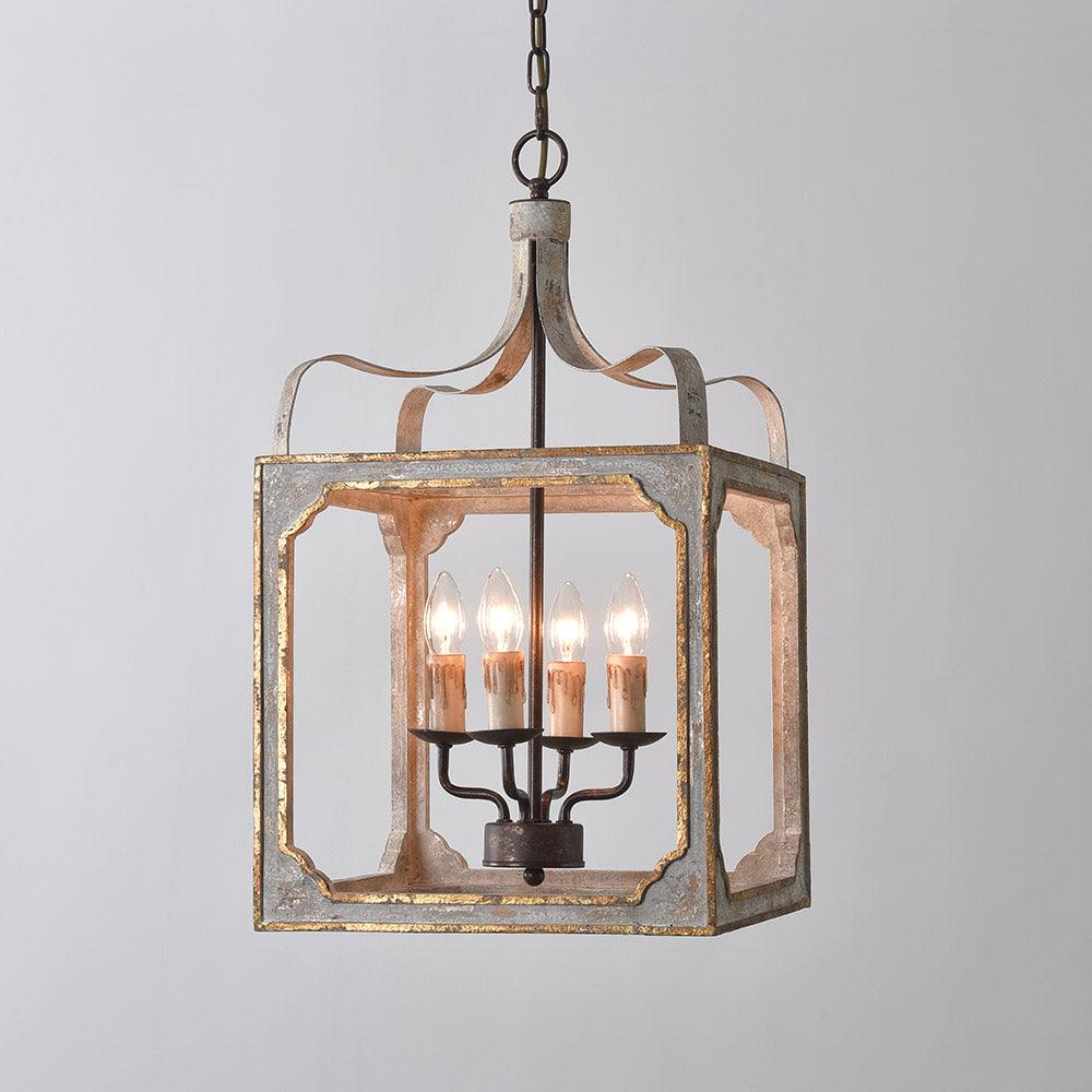 Boho Rustic Cube Chandelier - Modern Farmhouse Lighting Fixture for Dining Room, Living Room, Bedroom & Kitchen Decor