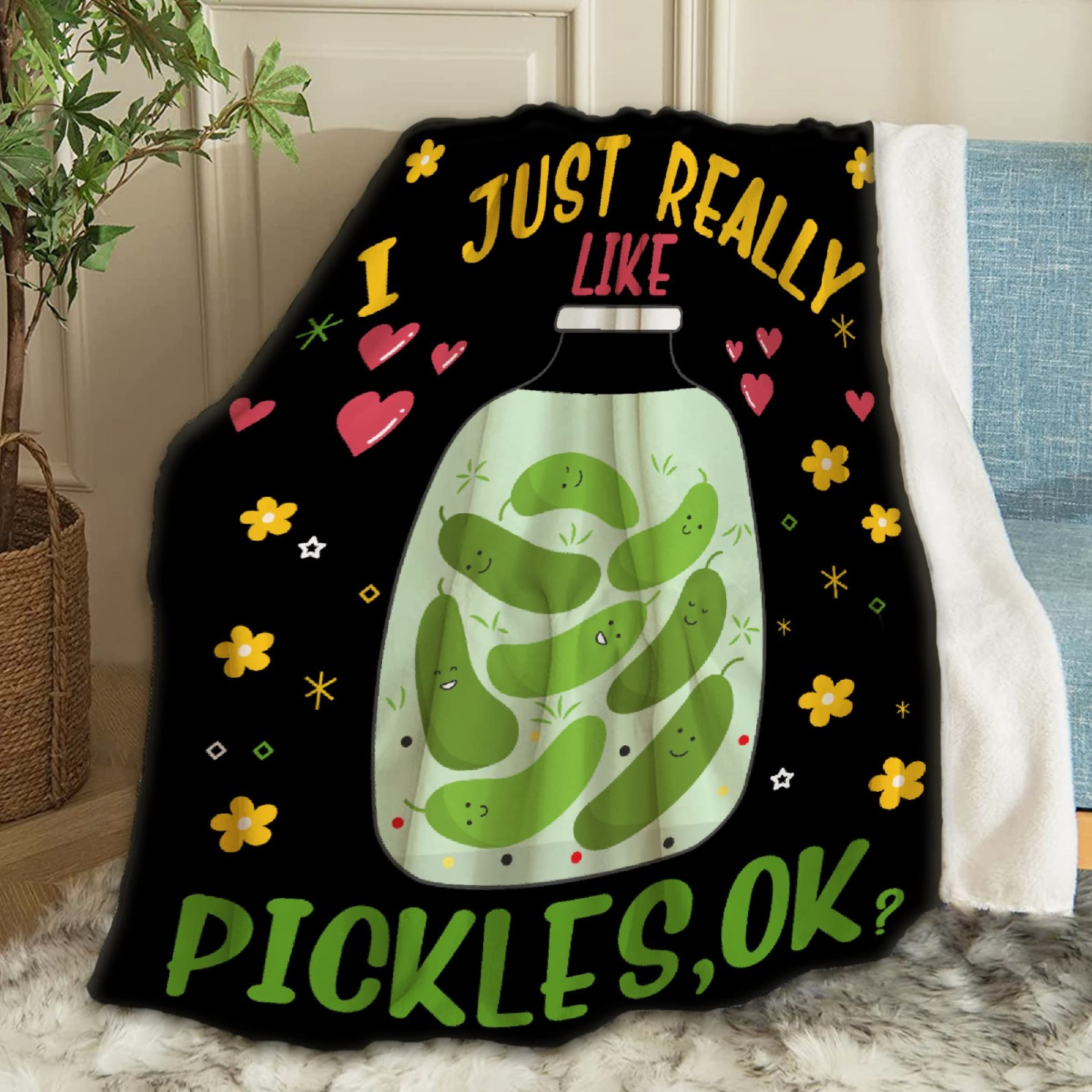 Funny Pickle Lovers Throw Blanket - Super Soft Flannel Fleece Blanket 120x90 Inch for Bed, Couch & Sofa - Cozy Home Decor, Perfect Gift for Family & Friends - Great for Movie Nights, Camping & Travel