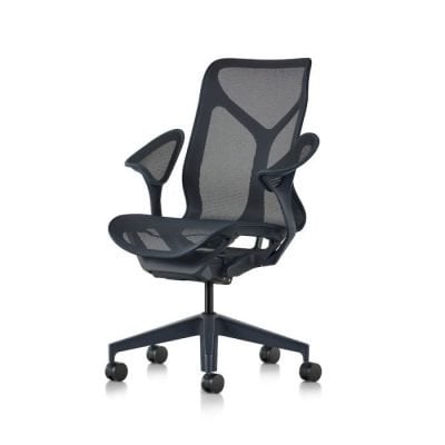 Herman Miller Cosm Mid Back Office Chair with Leaf Arms in Graphite - Ergonomic Design for Home & Office Workspaces, Gaming, and Study Comfort