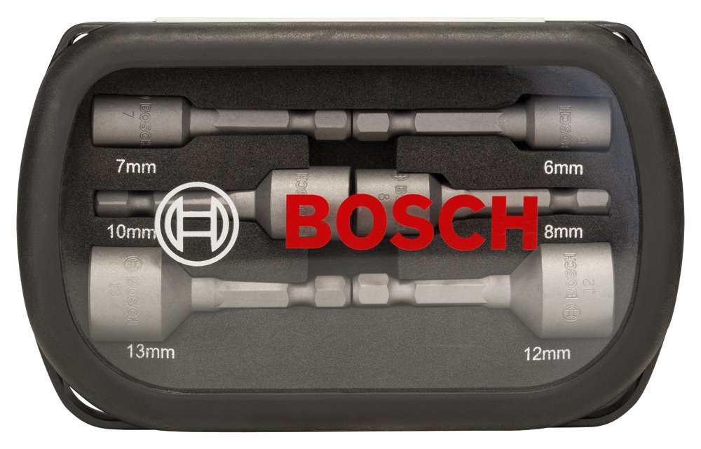 Bosch Set de 6 Llaves de Vaso 50 mm (6, 7, 8, 10, 12, 13 mm) - Herramientas Profesionales para Mantenimiento de Automóviles y Bicicletas