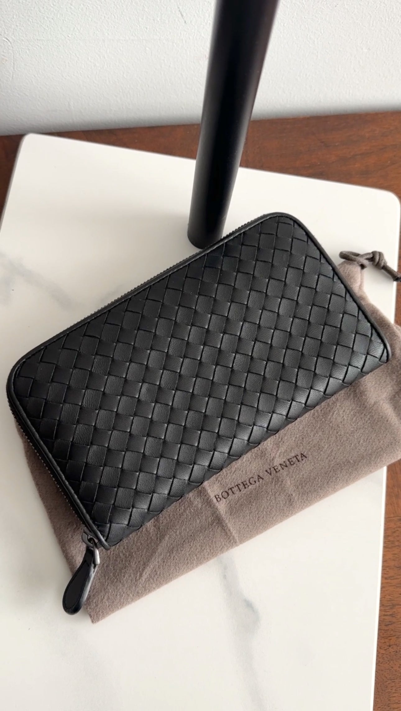 Bottega Veneta Black Intrecciato Leather Zippy Wallet for Women | Luxury Designer Zip Around Wallet | Perfect for Everyday Use, Travel & Gift Giving