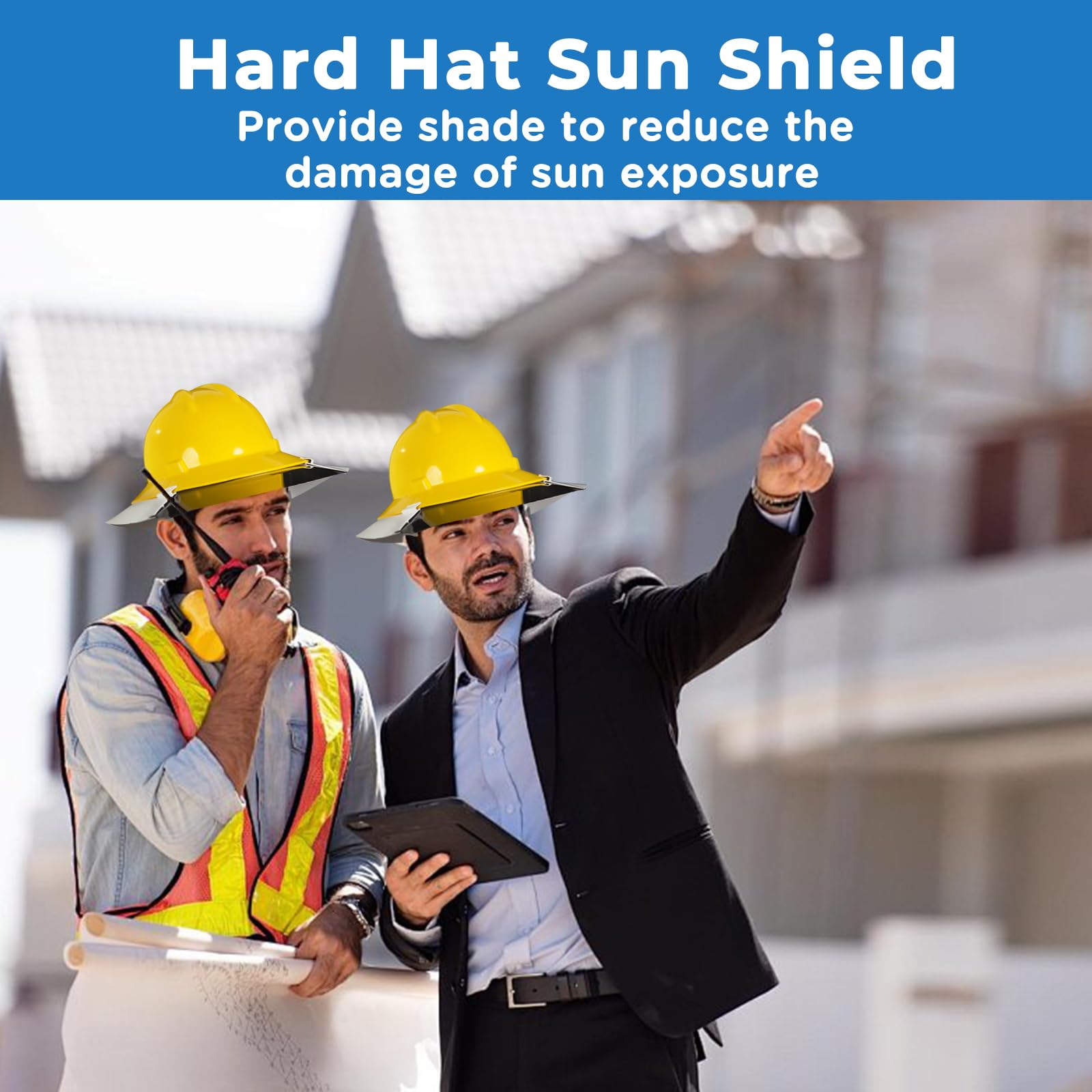 3 Sets Hard Hat Sun Shade - Full Brim Attachment for Standard Hard Hats | Reusable Sun Protection Visor & Brim Extender | Medium Size (L04231004) | Ideal for Construction, Landscaping & Outdoor Work