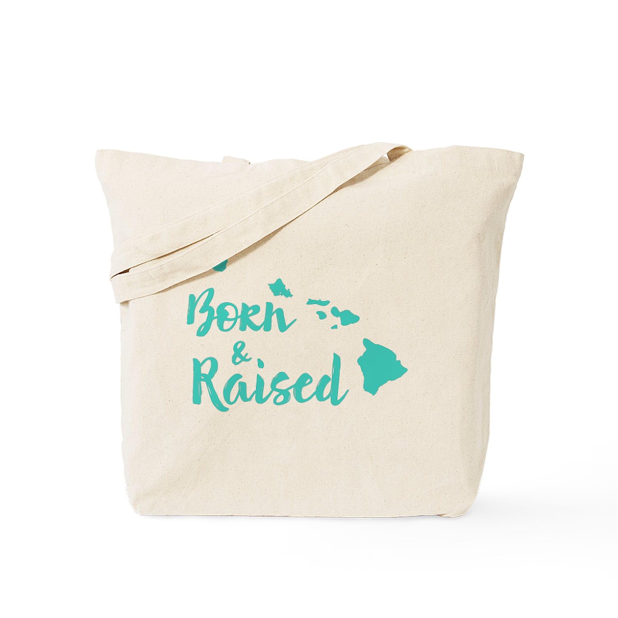 Hawaii Born & Raised Tote Bag - Natural Canvas Reusable Shopping Bag for Beach, Grocery & Travel | Eco-Friendly & Durable