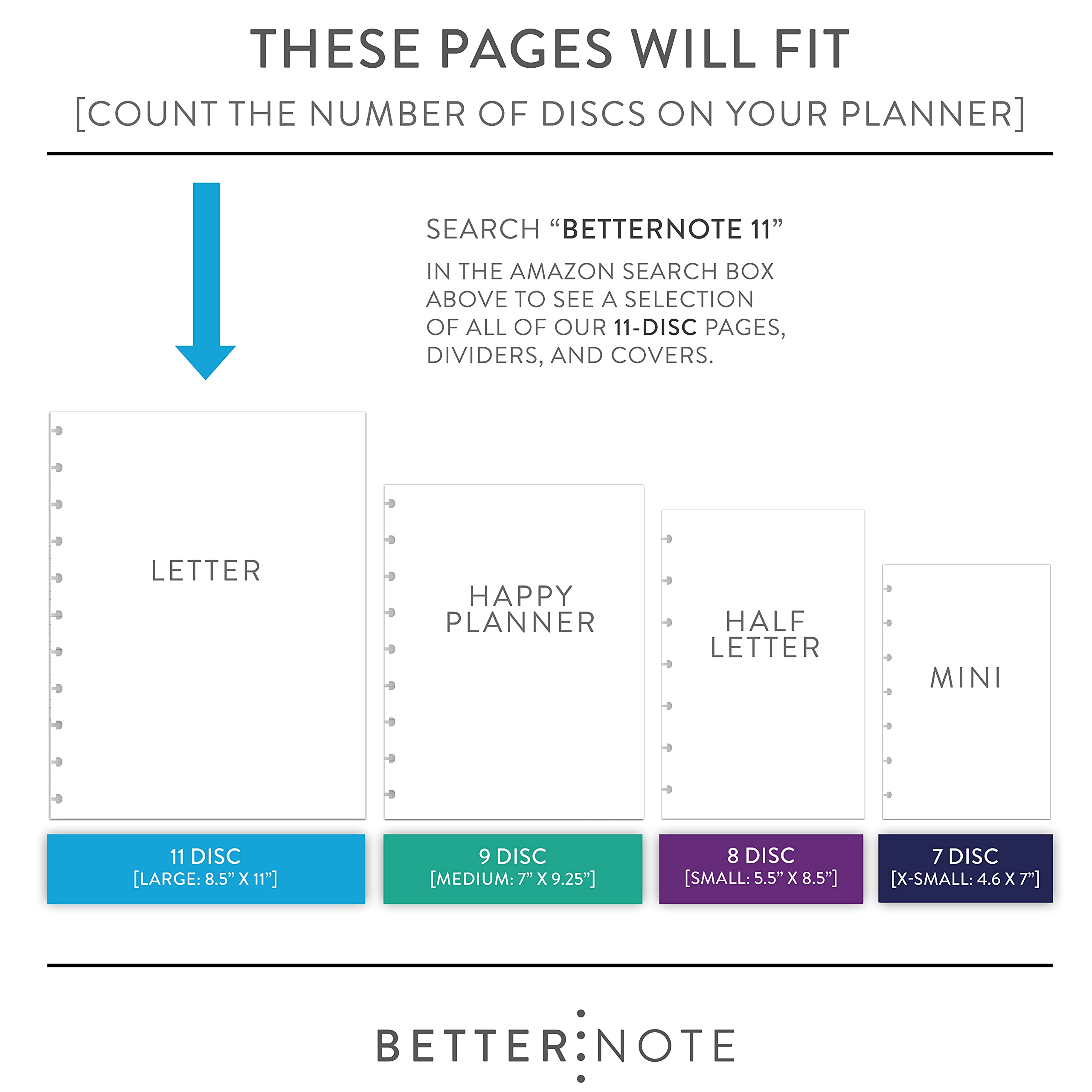 BetterNote July 2025 - June 2026 Academic Planner Refill for Discbound Notebooks - 8.5