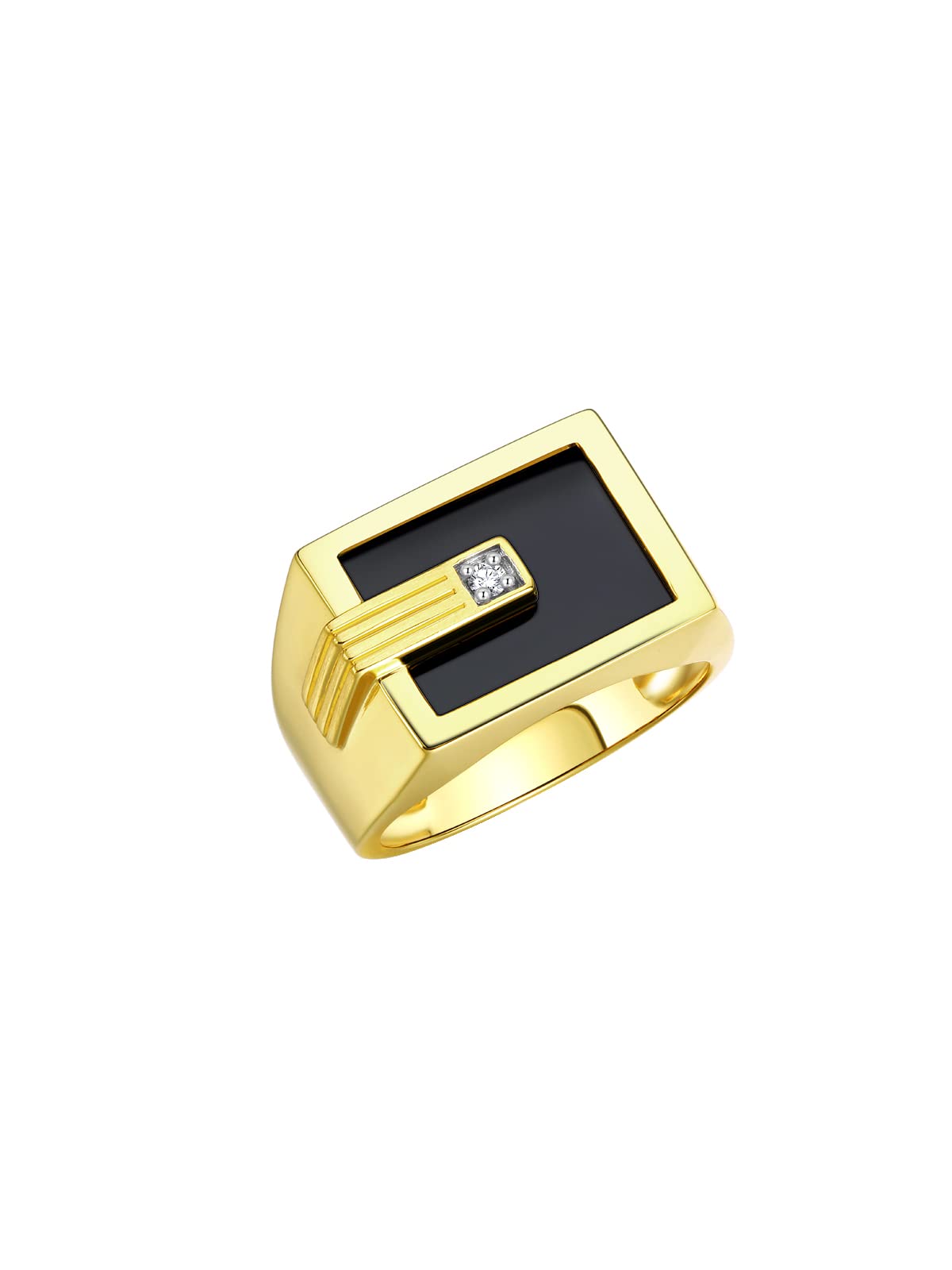 14K Yellow Gold Men's Diamond & Black Onyx Designer Ring - Sizes 8-13 | Rylos Luxury Jewelry for Weddings, Anniversaries & Special Occasions