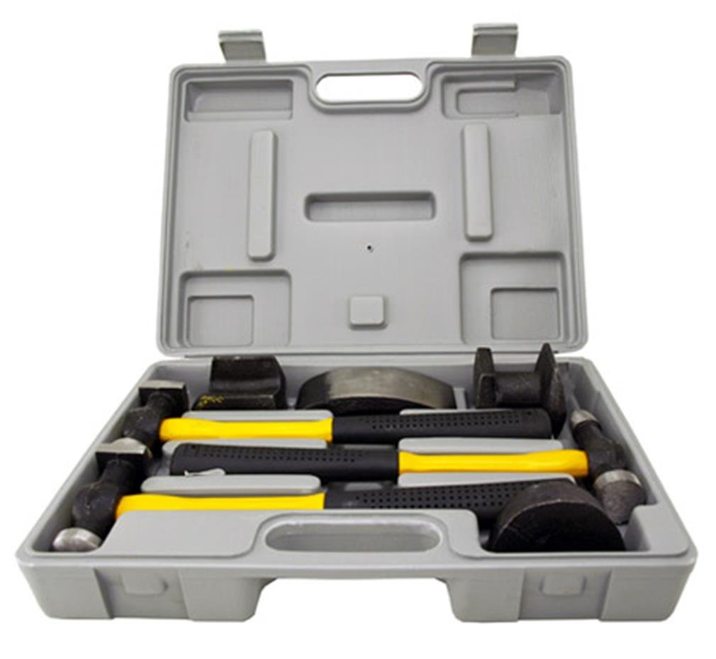 Valley Heavy Duty 7-Piece Auto Body Hammer & Dolly Kit with Fiberglass Handles - Professional Car Dent Repair Tool Set for Auto Body Shops & DIY Enthusiasts