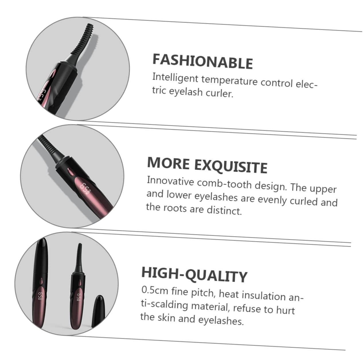 Minkissy Quick-Heating Electric Eyelash Curler for Women - 30s Fast Warm Up, Curved Brush Head, Portable Travel-Friendly | Perfect for Home, Office & On-The-Go Makeup