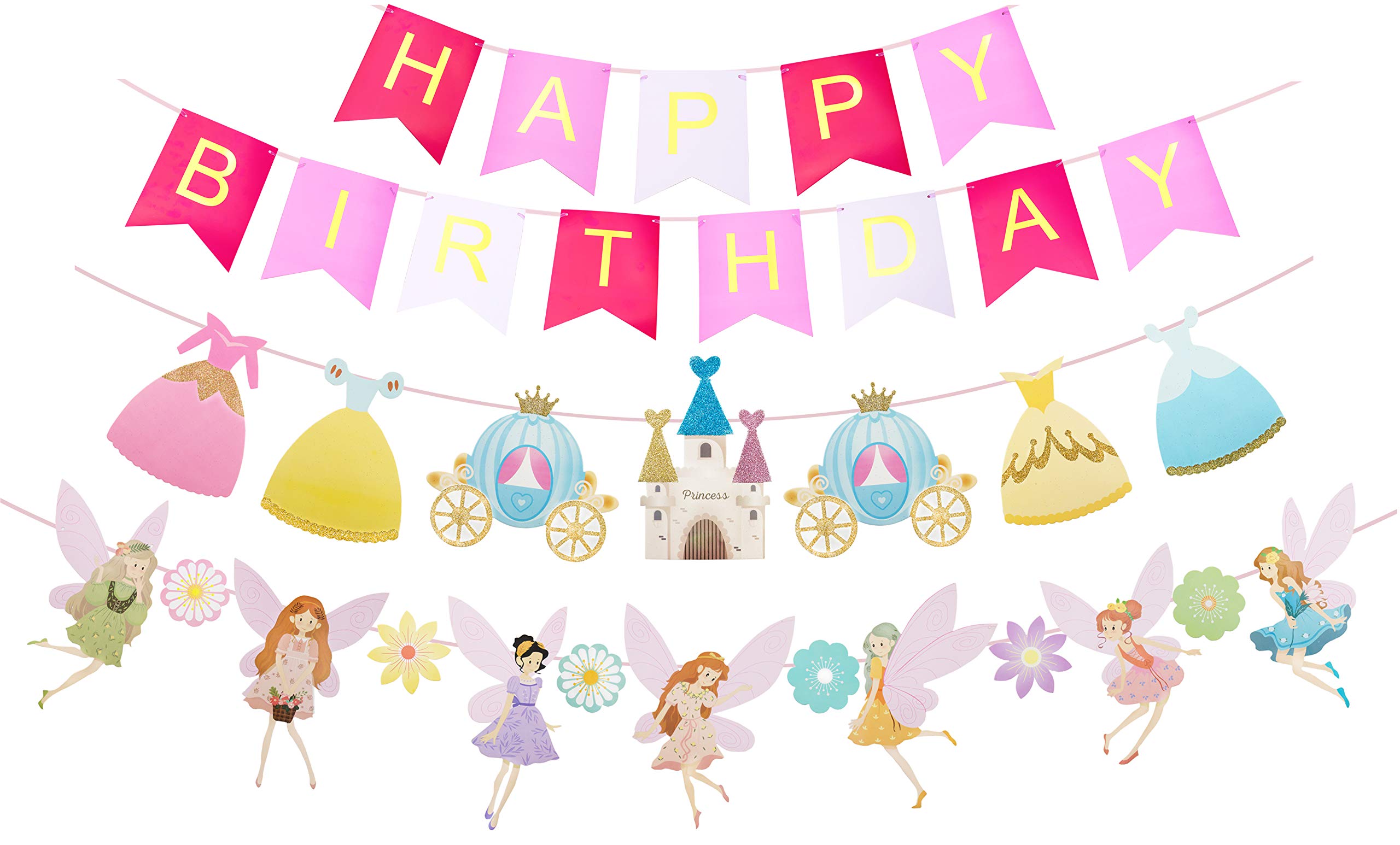 Fairy Birthday Banner - Floral Fairy Girls Birthday Party Decorations, Christmas Gifts & Garden Fairy Home Decor - Perfect for Fairy-Themed Parties, Baby Showers & Magical Celebrations