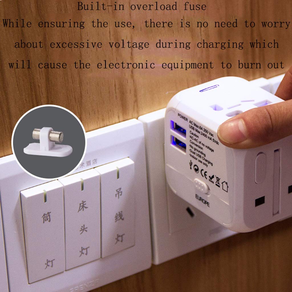 Universal Travel Power Adapter - International Plug Converter with USB Ports for Worldwide Charging (US/EU/UK/AU) - Perfect for Business Trips, Vacations & Study Abroad