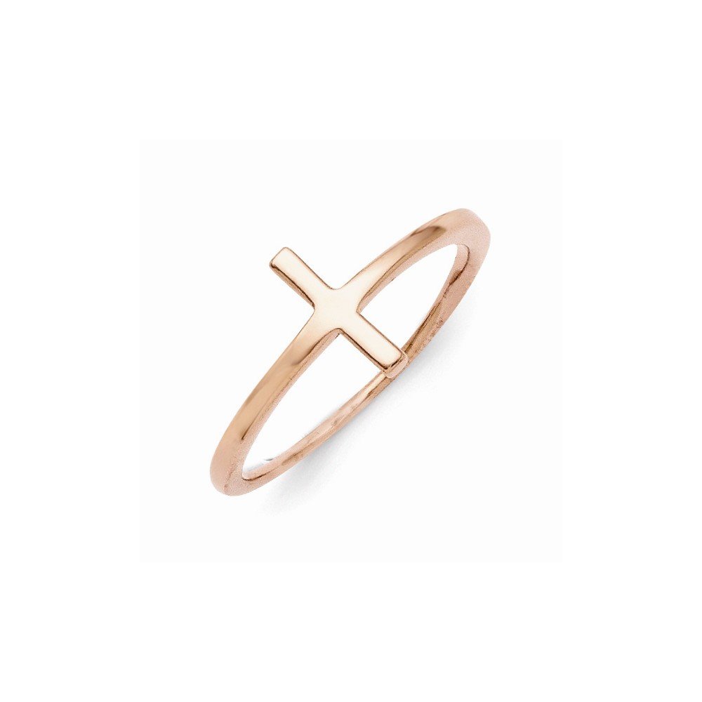 Sterling Silver Rose Gold Plated Sideways Cross Ring for Women - Elegant Dainty Jewelry for Everyday Wear, Gift for Her, Birthday, Anniversary, Valentine's Day